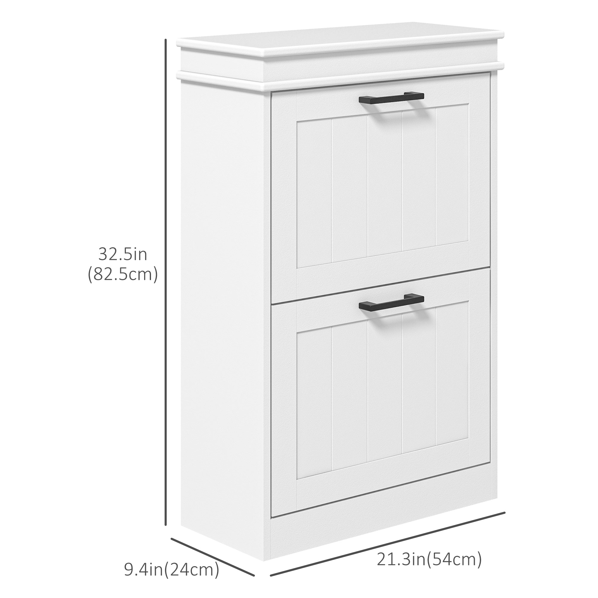 HOMCOM Modern Shoe Cabinet with 4 Flip Drawers and Adjustable Shelves, Narrow Shoe Storage Cabinet for Entryway, Hallway, Holds 10 Pairs of Shoes, White