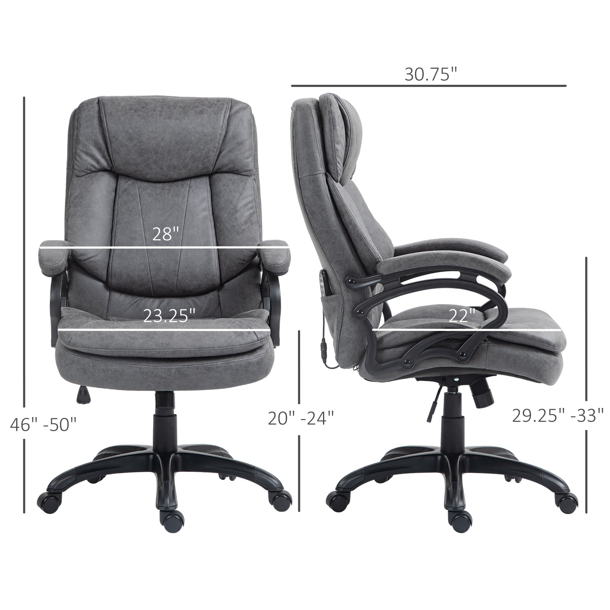 6 Point Vibration Massage Office Chair with Heat Comfy Microfibre Desk Chair Charcoal Gray