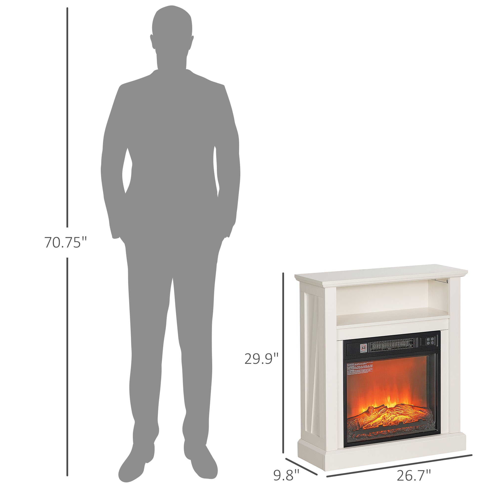 27" Electric Wood Burning Stove Freestanding Fireplace w/ Remote 1400W White