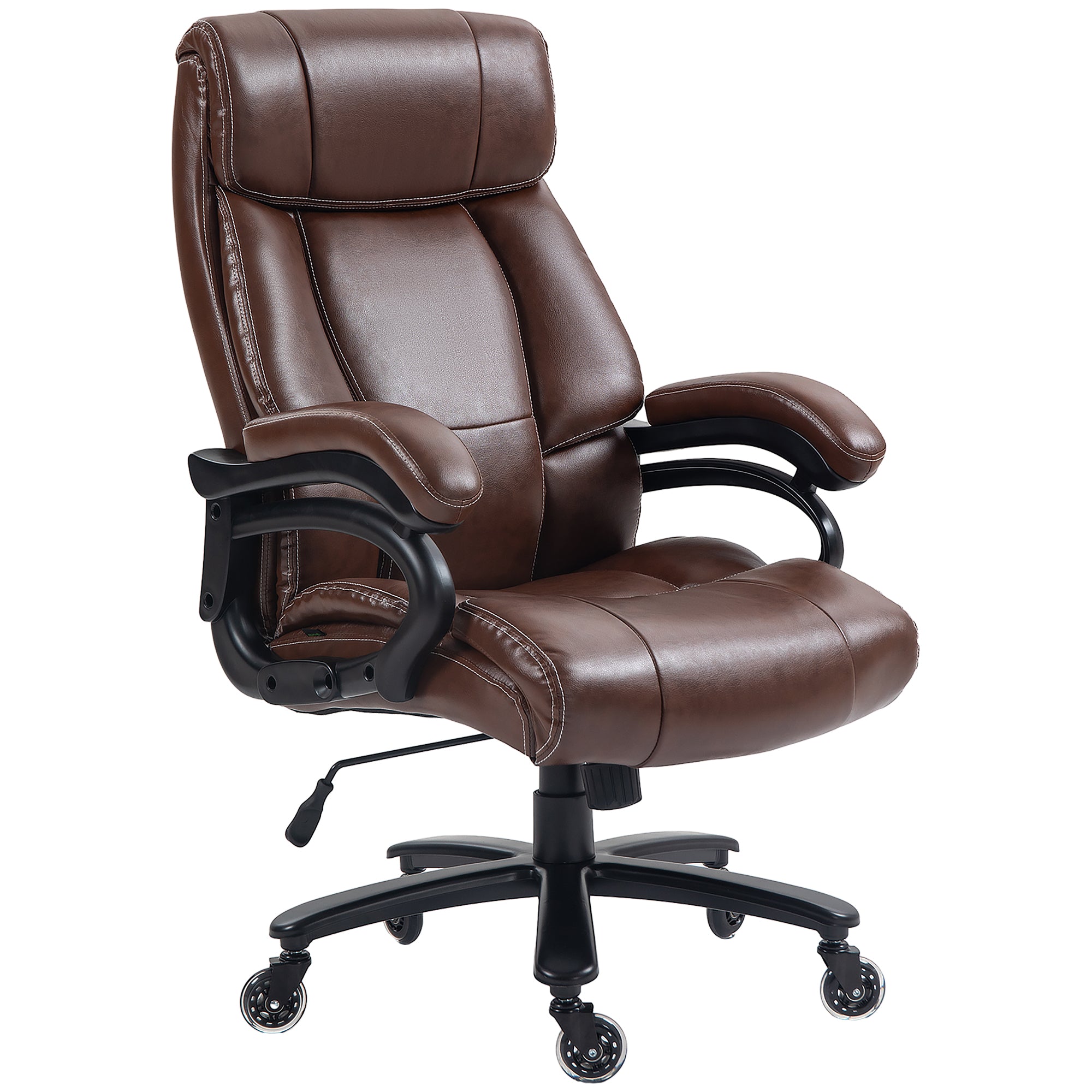 Big and Tall Office Chair, 400 lbs, Executive Comfy Computer Chair with PU Leather, Swivel Wheels, Brown