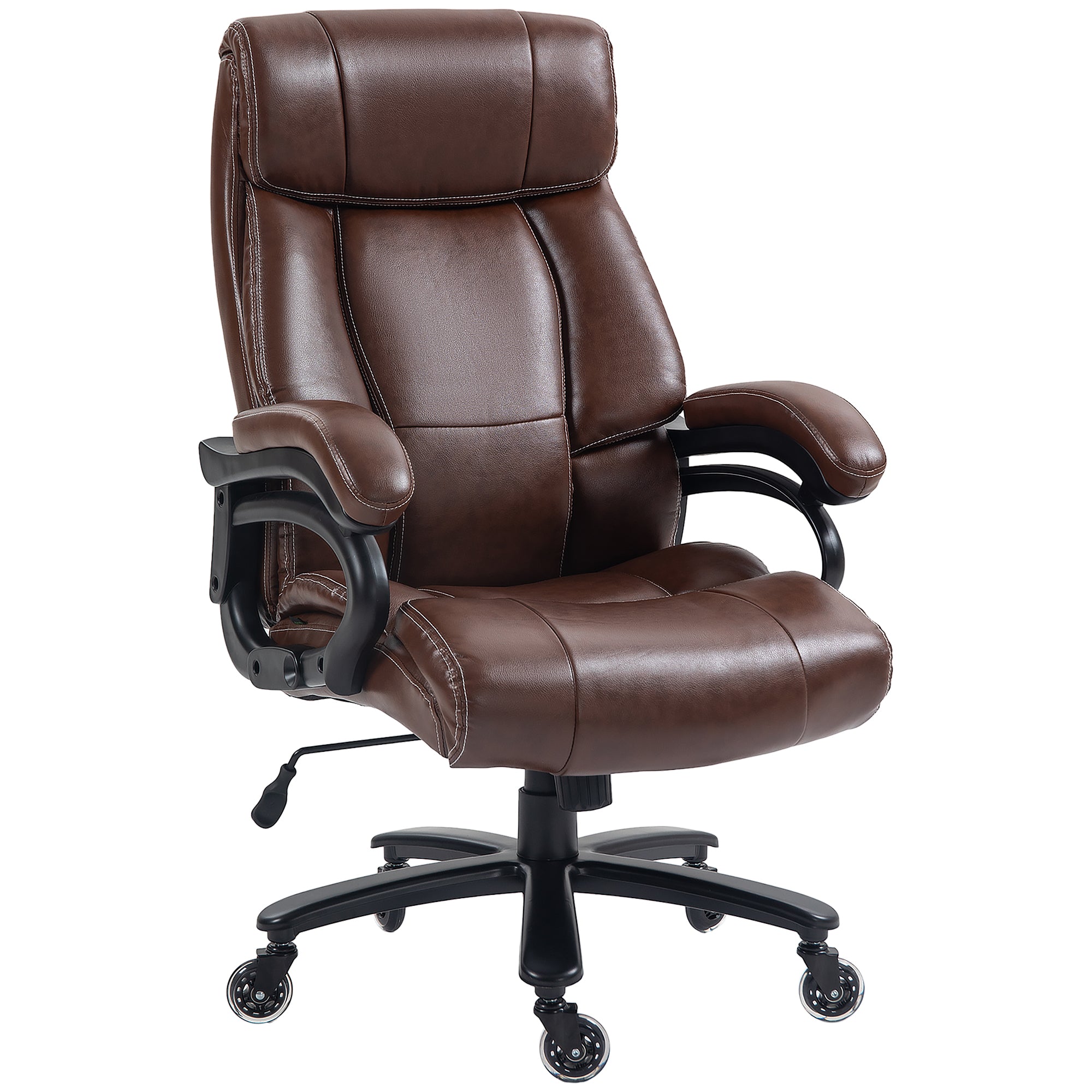 Big and Tall Office Chair, 400 lbs, Executive Comfy Computer Chair with PU Leather, Swivel Wheels, Brown