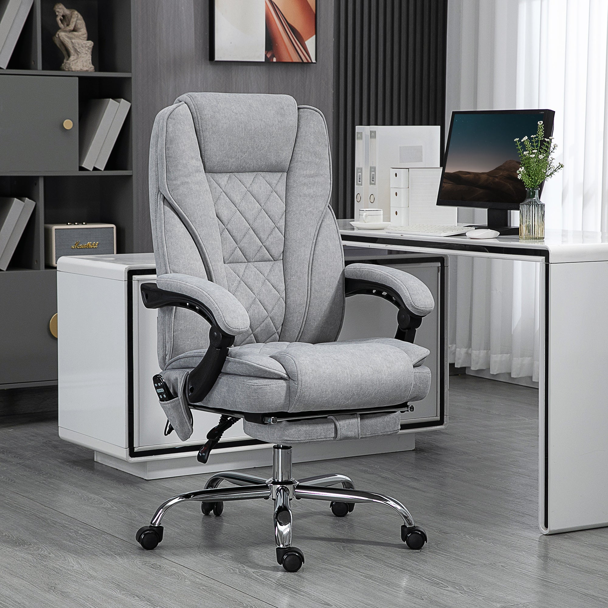 HOMCOM Massage Office Chair, Heated Reclining Computer Chair with Adjustable Height and Footrest HOMCOM Massage Office Chair, Heated Reclining Computer Chair with Adjustable Height and Footrest