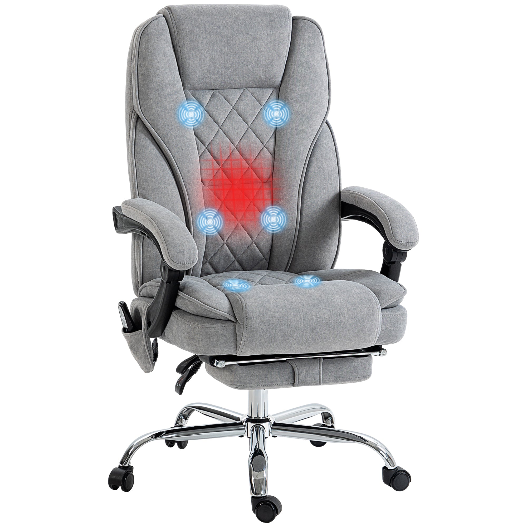 HOMCOM Massage Office Chair, Heated Reclining Computer Chair with Adjustable Height and Footrest HOMCOM Massage Office Chair, Heated Reclining Computer Chair with Adjustable Height and Footrest
