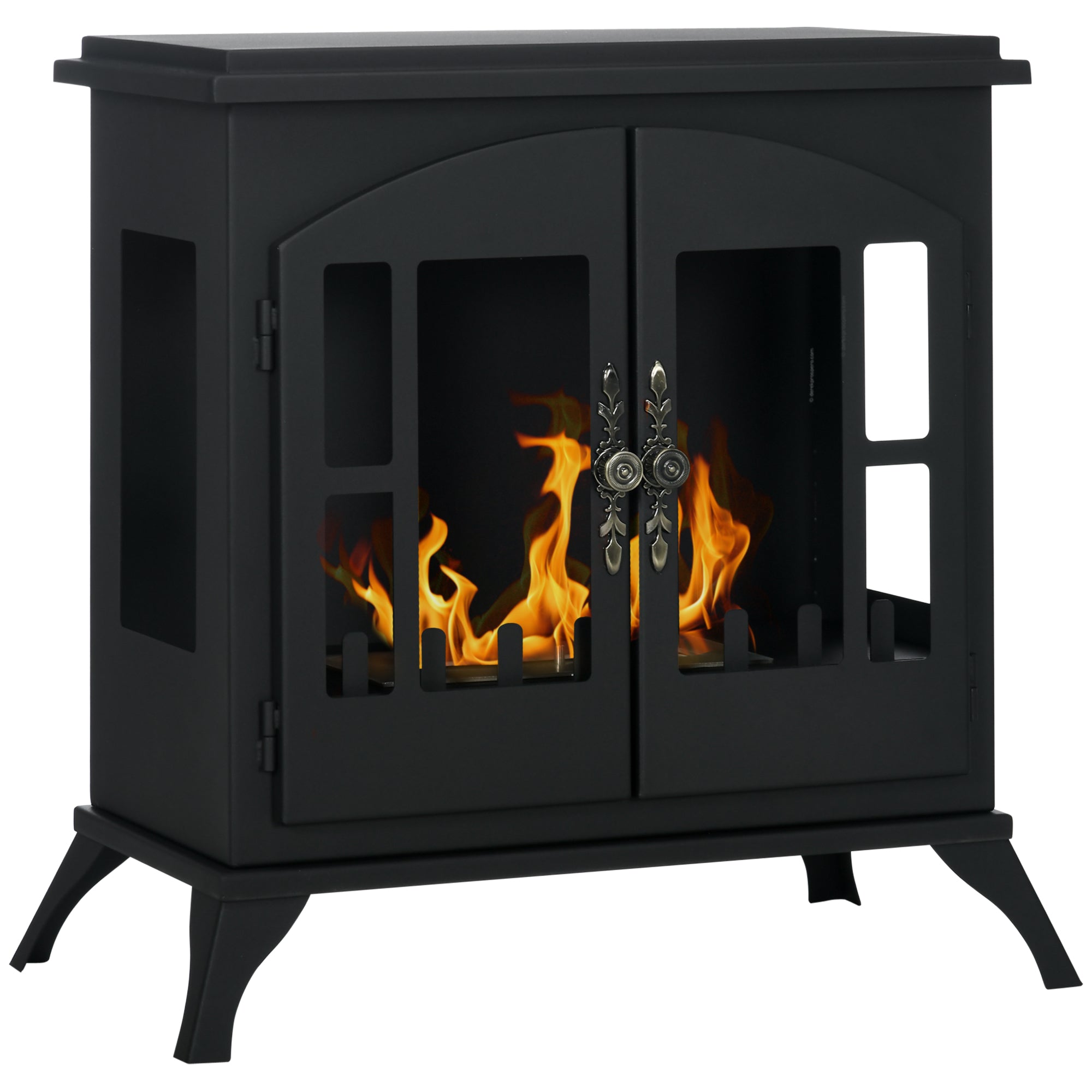 Freestanding Ethanol Fireplace Bioethanol Stove 0.25 Gal Max 269 Sq. Ft. Burns up to 3 Hours Black