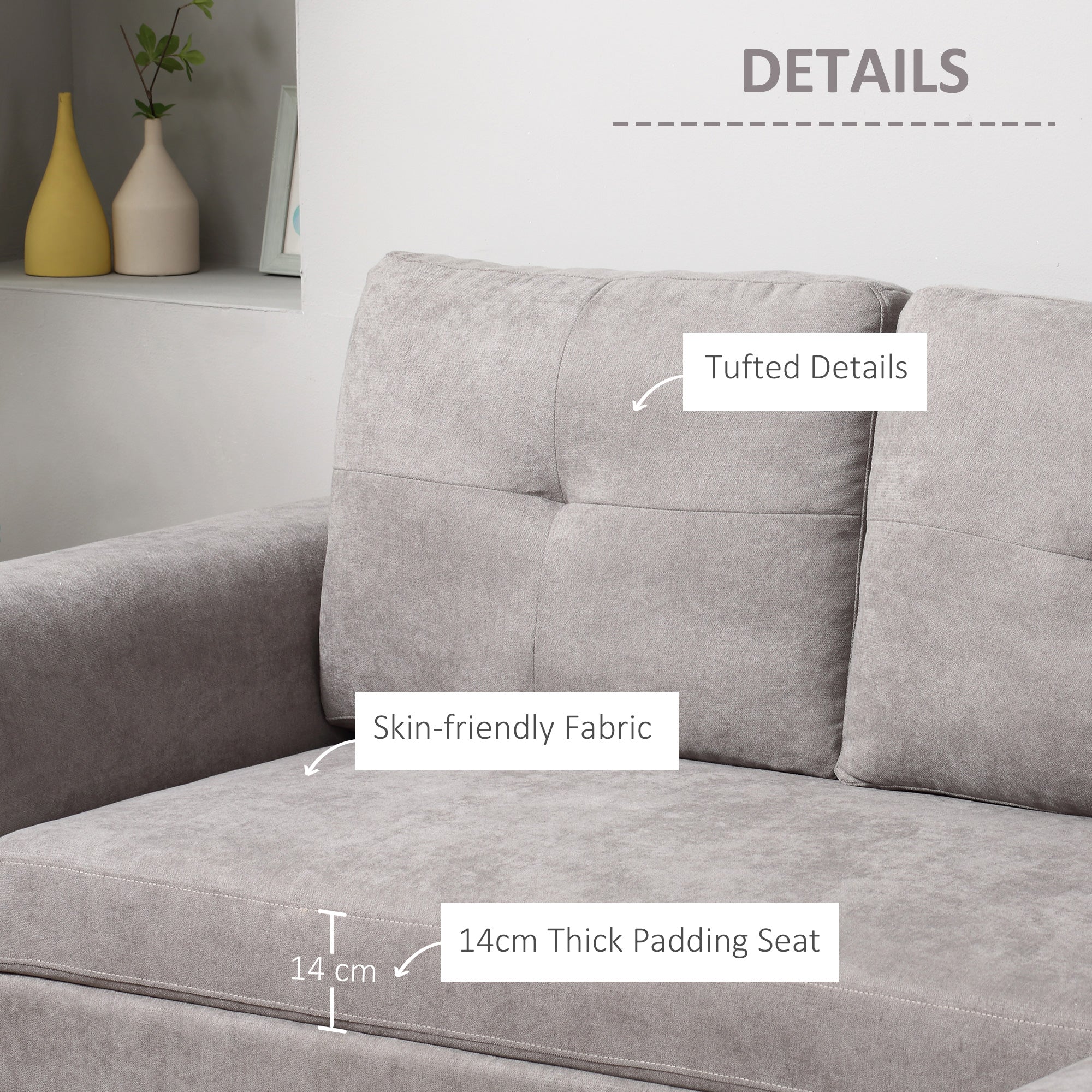 HOMCOM 3 Seater Sofa Bed, L-Shaped Corner Sofa, Pull Out Sofa with Storage, Convertible Click Clack Settee Sectional Sleeper Futon for Living Room, Office, Grey