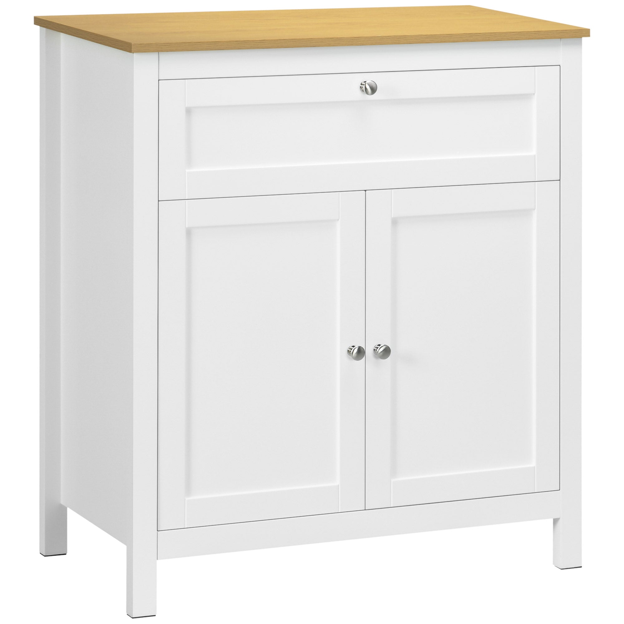 HOMCOM Storage Cabinet, Sideboard Buffet Cabinet with Drawer, Double Door Cupboard and Adjustable Shelf, White