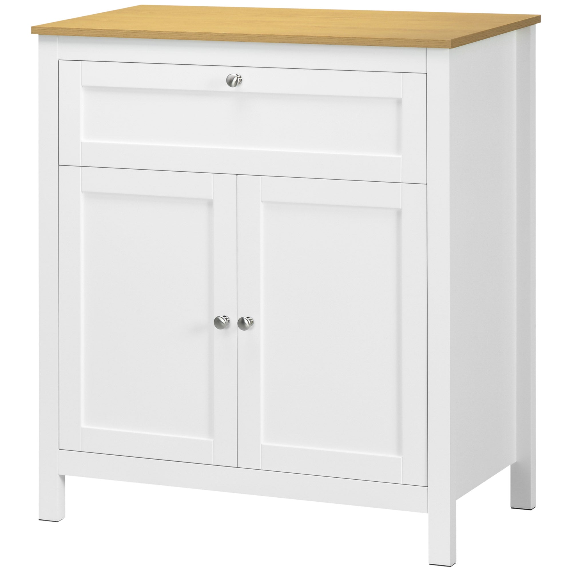 HOMCOM Storage Cabinet, Sideboard Buffet Cabinet with Drawer, Double Door Cupboard and Adjustable Shelf, White