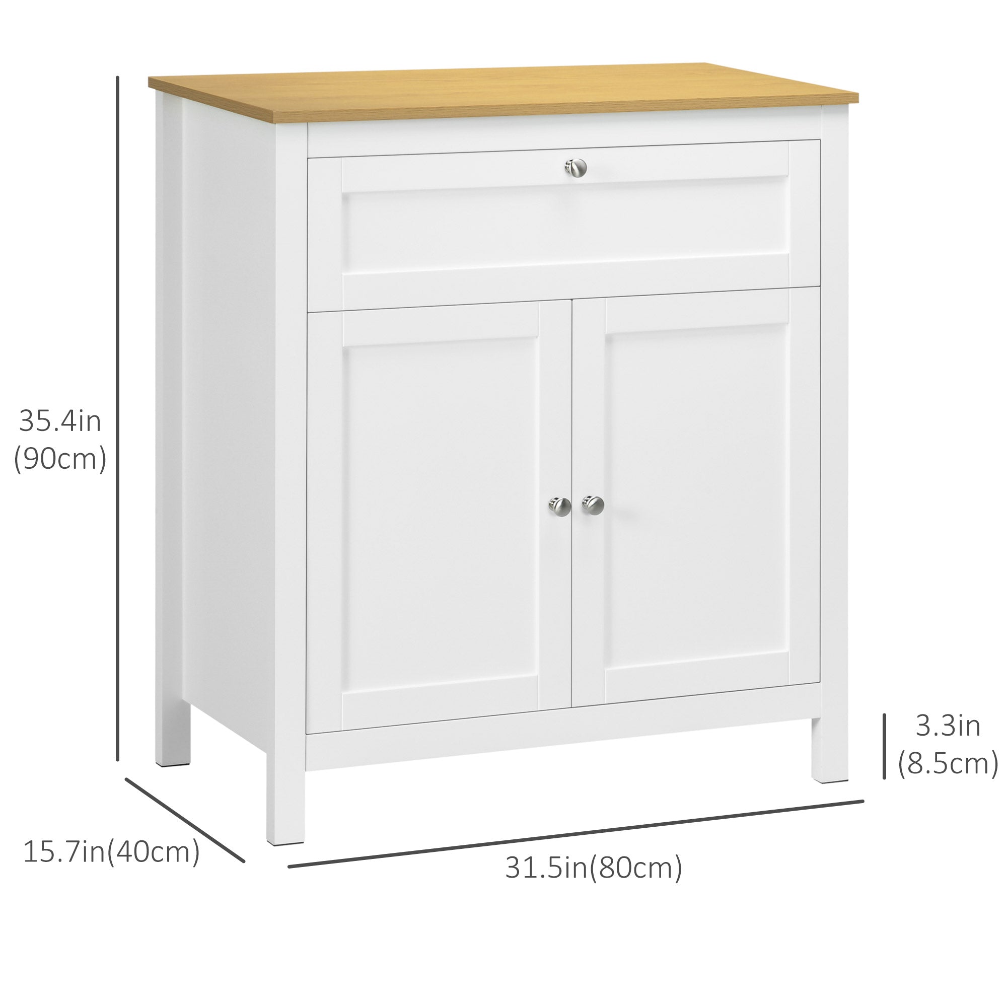 HOMCOM Storage Cabinet, Sideboard Buffet Cabinet with Drawer, Double Door Cupboard and Adjustable Shelf, White