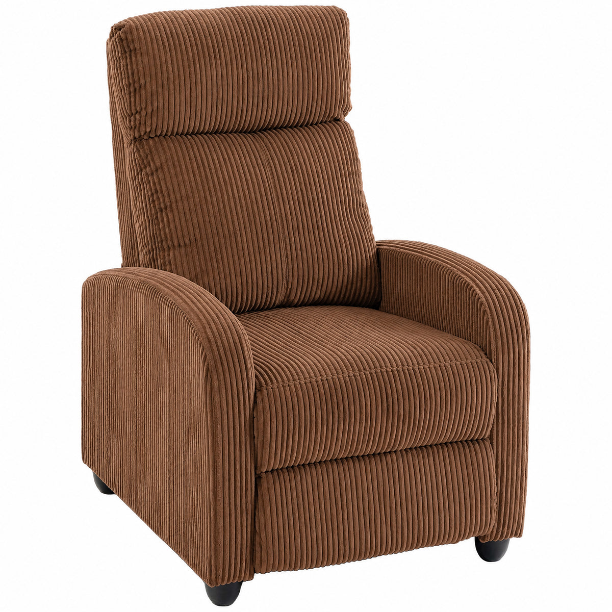 Push Back Recliner Chair, Corduroy Home Theater Seating, Single Reclining Sofa Chair with Padded Seat for Living Room, Brown