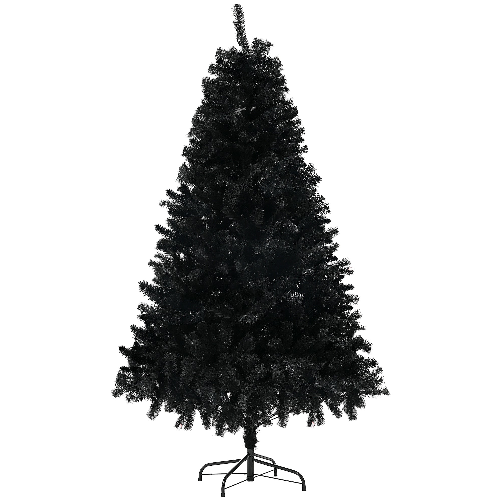 HOMCOM 5ft Unlit Artificial Christmas Tree, Xmas Tree with 700 Branch Tips, Auto Open and Steel Base, Holiday Decoration for Home Office, Black