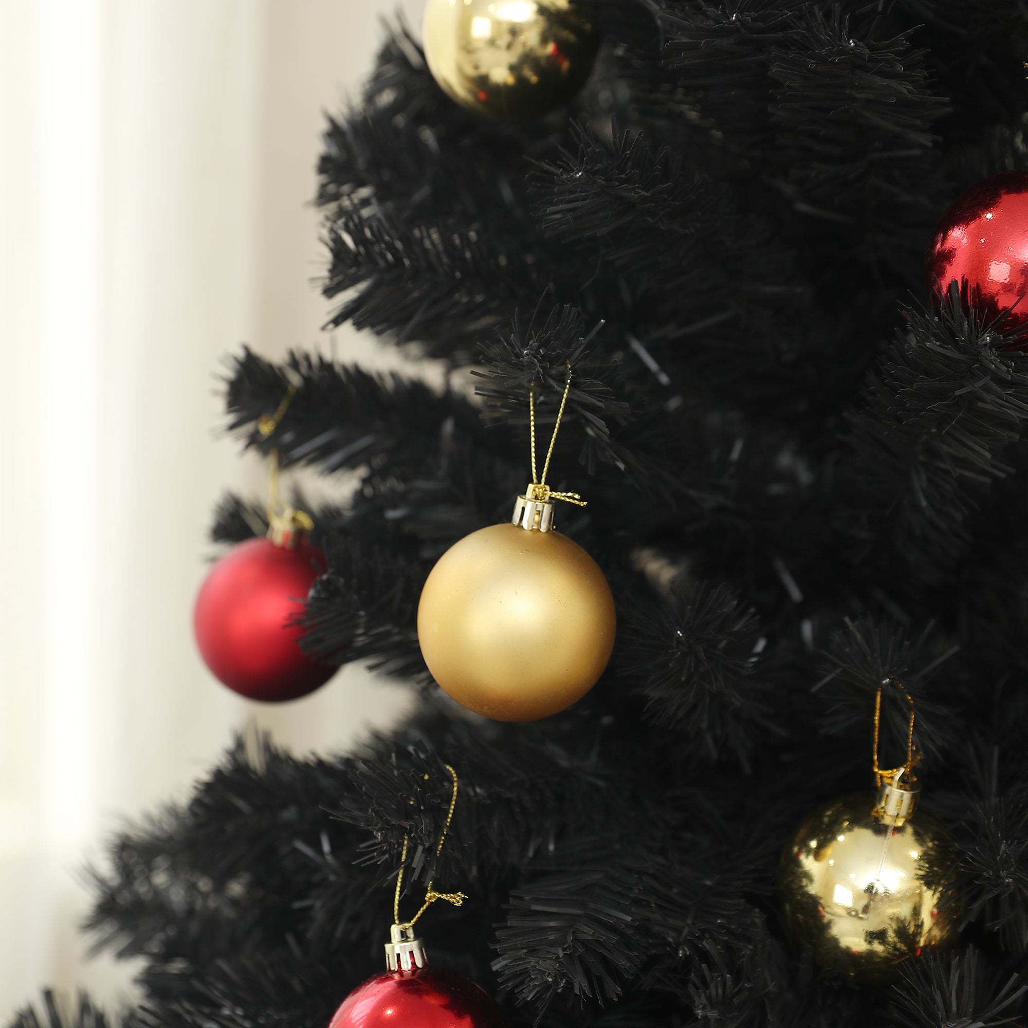 HOMCOM 5ft Unlit Artificial Christmas Tree, Xmas Tree with 700 Branch Tips, Auto Open and Steel Base, Holiday Decoration for Home Office, Black