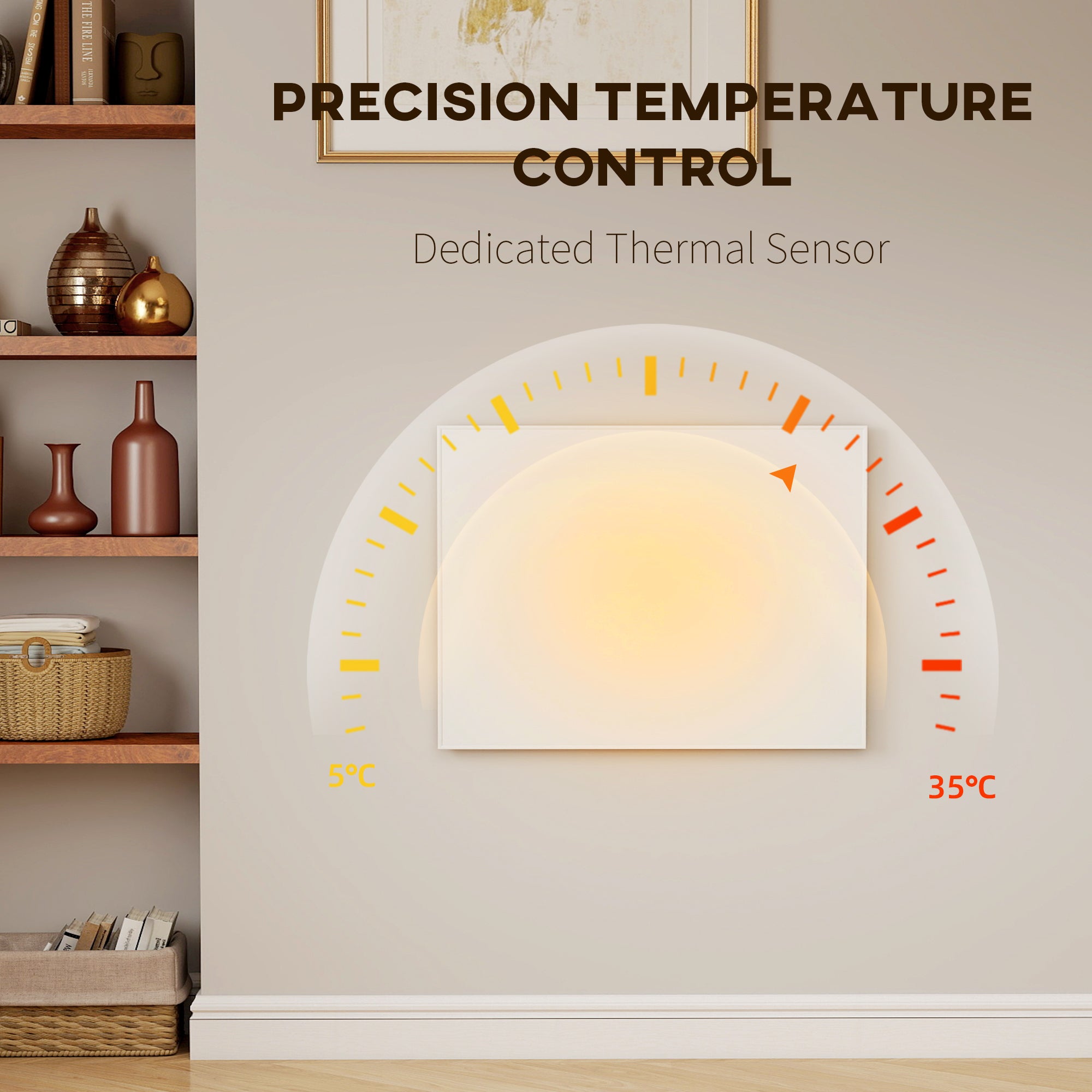 Wifi Enabled Smart Electric Heater, 170W Far Infrared Panel Heater, Low Energy, Voice Control, Adjustable Thermostat, Weekly and 12H Timer, Wall Mounted Radiator, Overheat Protection, White