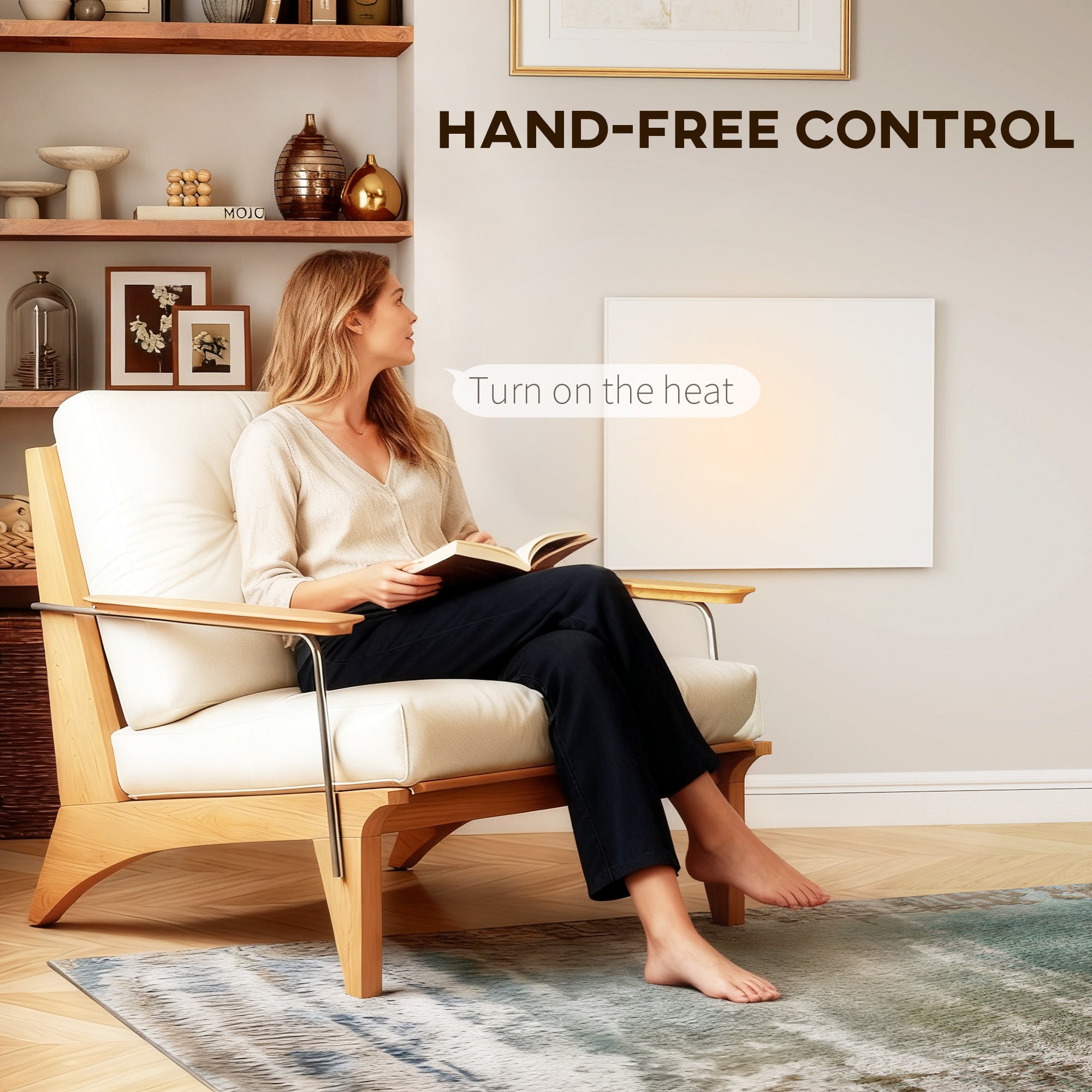 Wifi Enabled Smart Electric Heater, 170W Far Infrared Panel Heater, Low Energy, Voice Control, Adjustable Thermostat, Weekly and 12H Timer, Wall Mounted Radiator, Overheat Protection, White