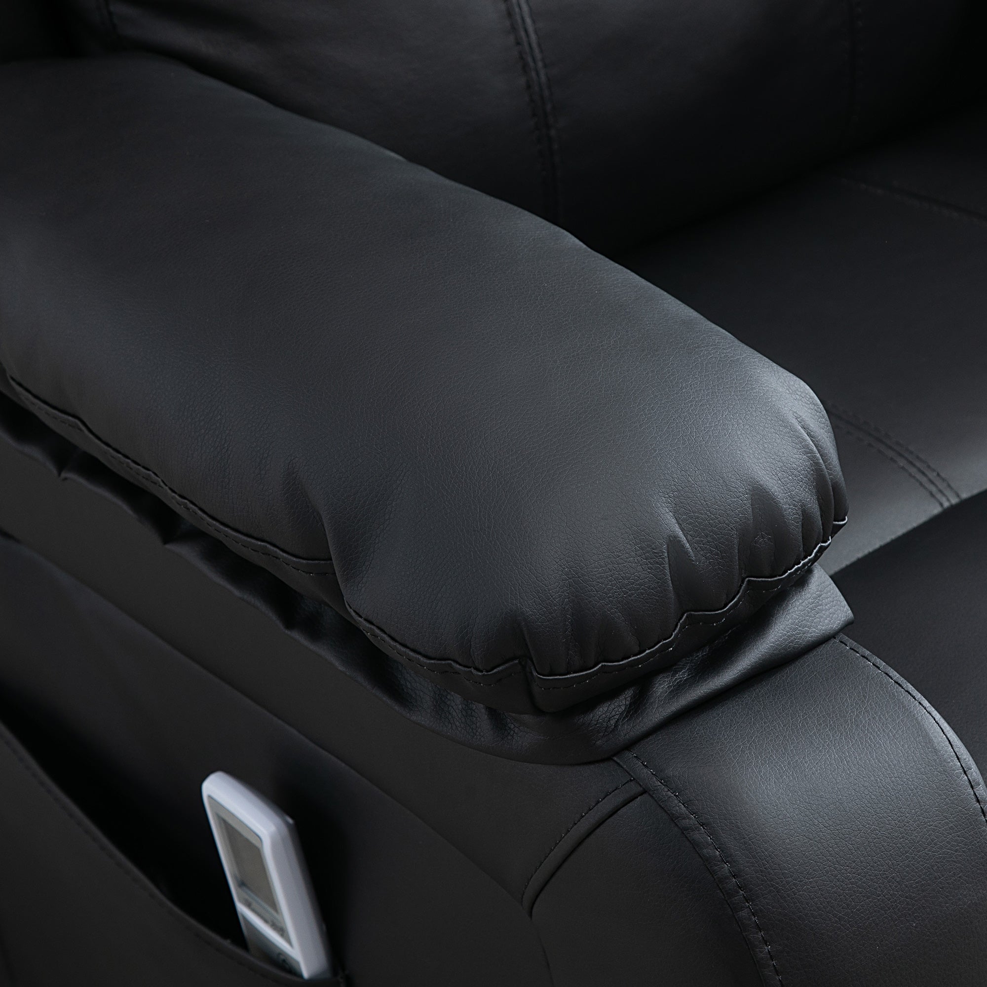 Riser and Recliner Chair with Vibration Massage, PU Leather Power Lift Chair for Elderly with Thick and High Back, Headrest, Removable Armrests, Side Pockets, Electric Lift Armchair, Black