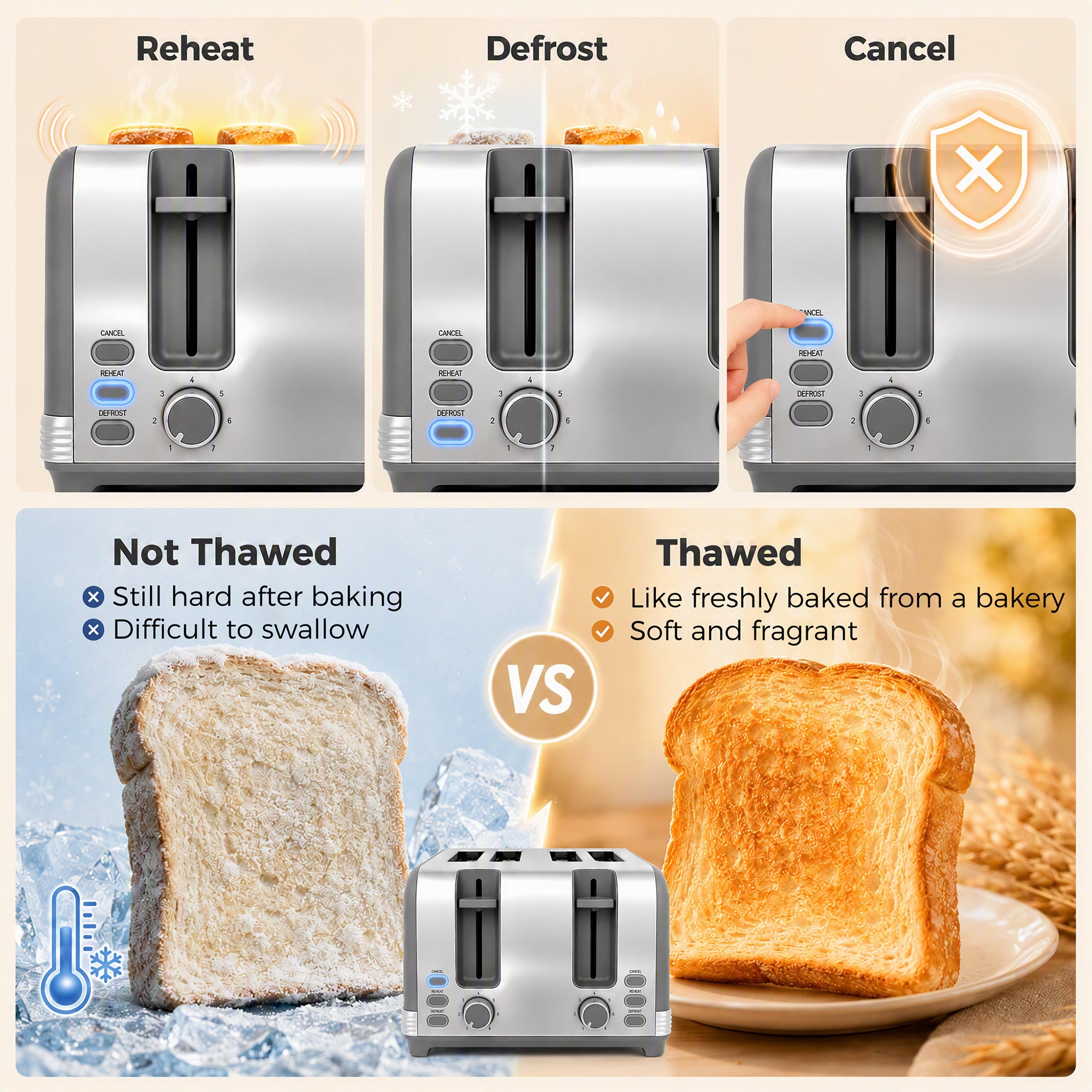 Stainless Steel Kettle and Toaster Set, 1.7L 3000W Cordless Fast Boil Kettle, 4 Slice Toaster Kitchen Set with 7 Level Browning Controls, Defrost, Reheat and Crumb Tray, Grey