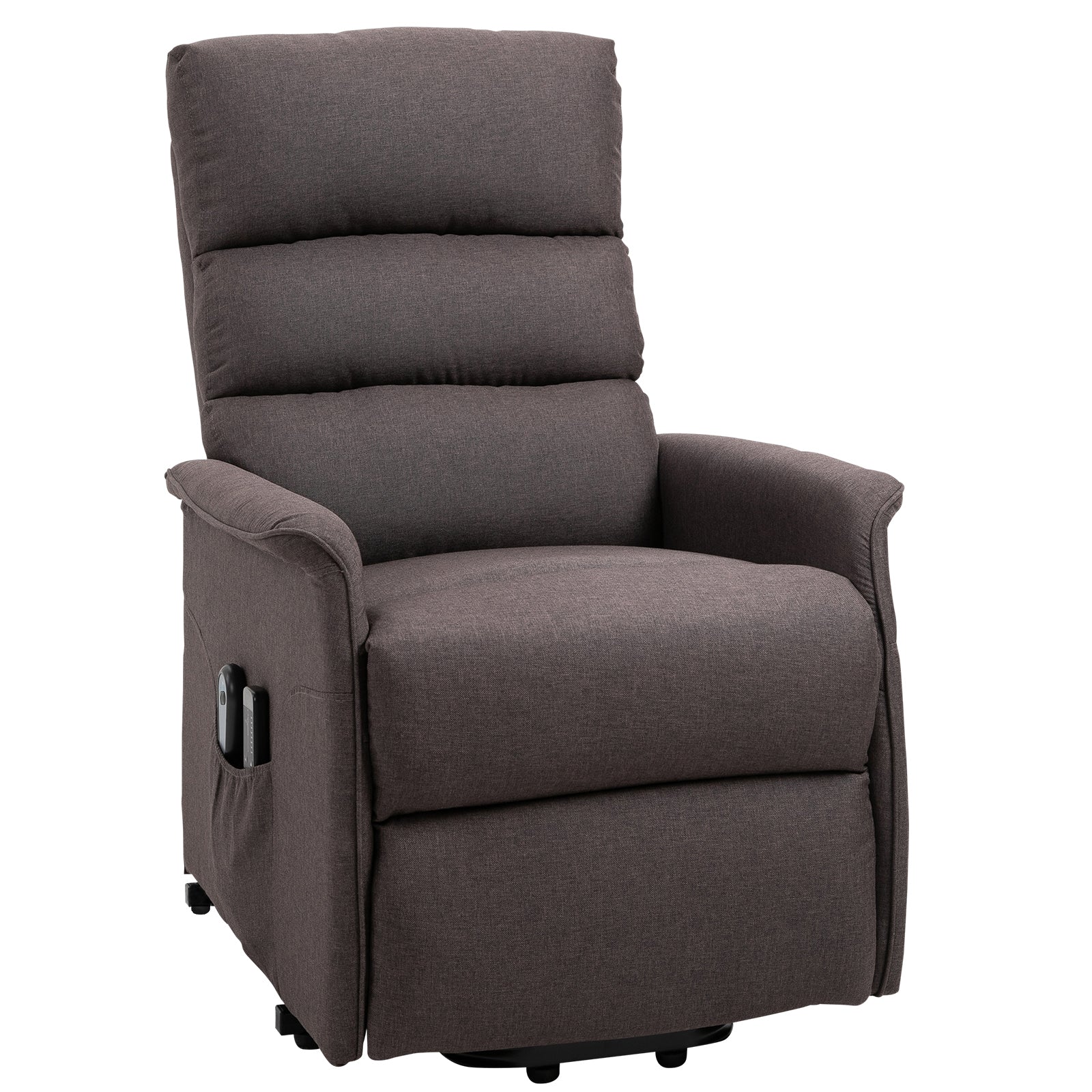 Power Lift Assist Recliner Chair for Elderly with Remote Control, Linen Fabric Upholstery, Brown