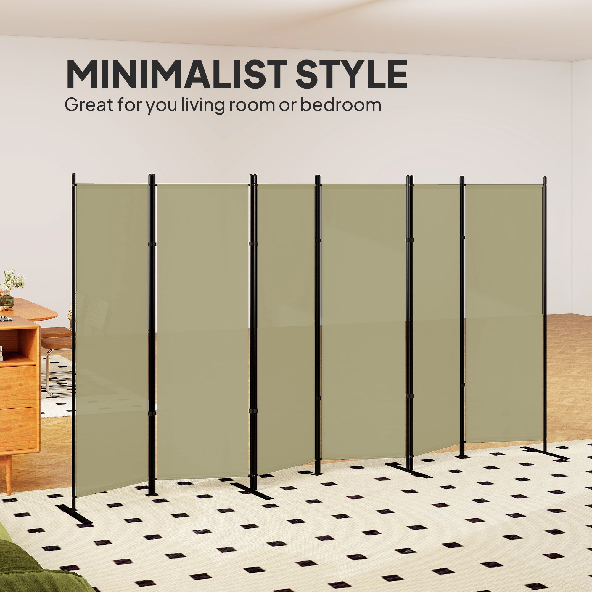 6 Panel Room Divider, 6 Ft Folding Privacy Screen, Portable Freestanding Partition Wall Divider for Home Office, Beige