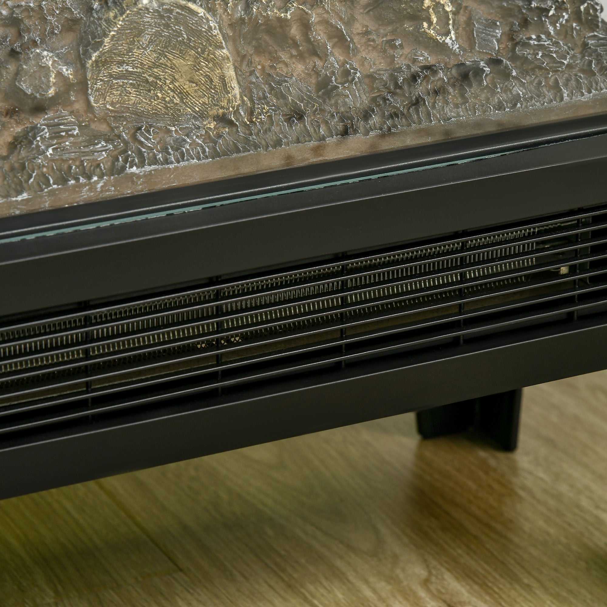 180° Charming Electric Fireplace Heater, Quiet Freestanding Stove with LED Flame Effect, Level-less Temperature Control, Overheating Protection, 1000W/2000W, Black