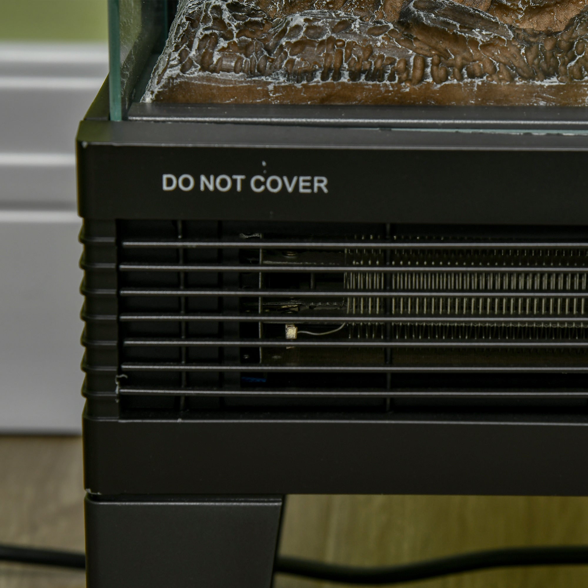 180° Charming Electric Fireplace Heater, Quiet Freestanding Stove with LED Flame Effect, Level-less Temperature Control, Overheating Protection, 1000W/2000W, Black