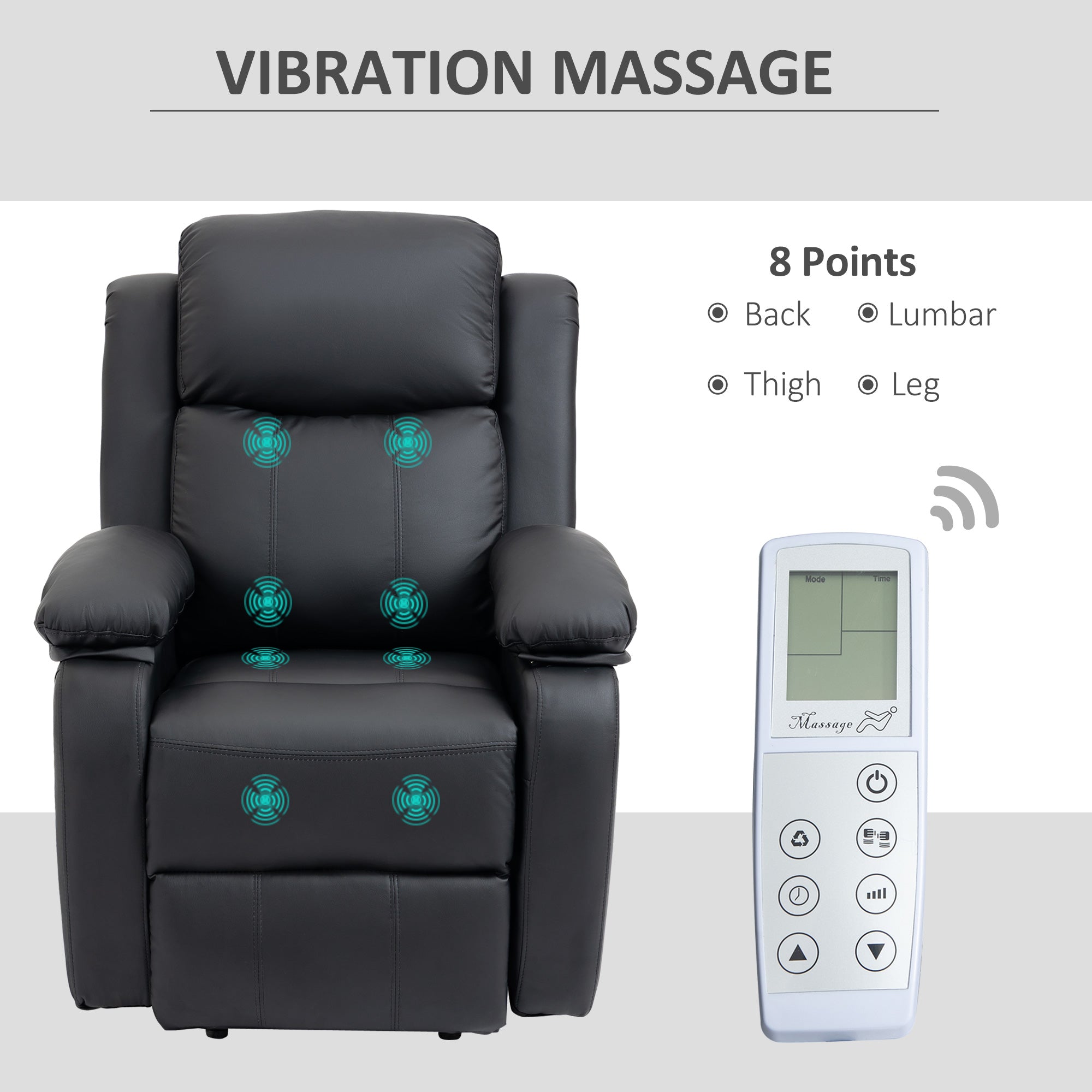 Riser and Recliner Chair with Vibration Massage, PU Leather Power Lift Chair for Elderly with Thick and High Back, Headrest, Removable Armrests, Side Pockets, Electric Lift Armchair, Black