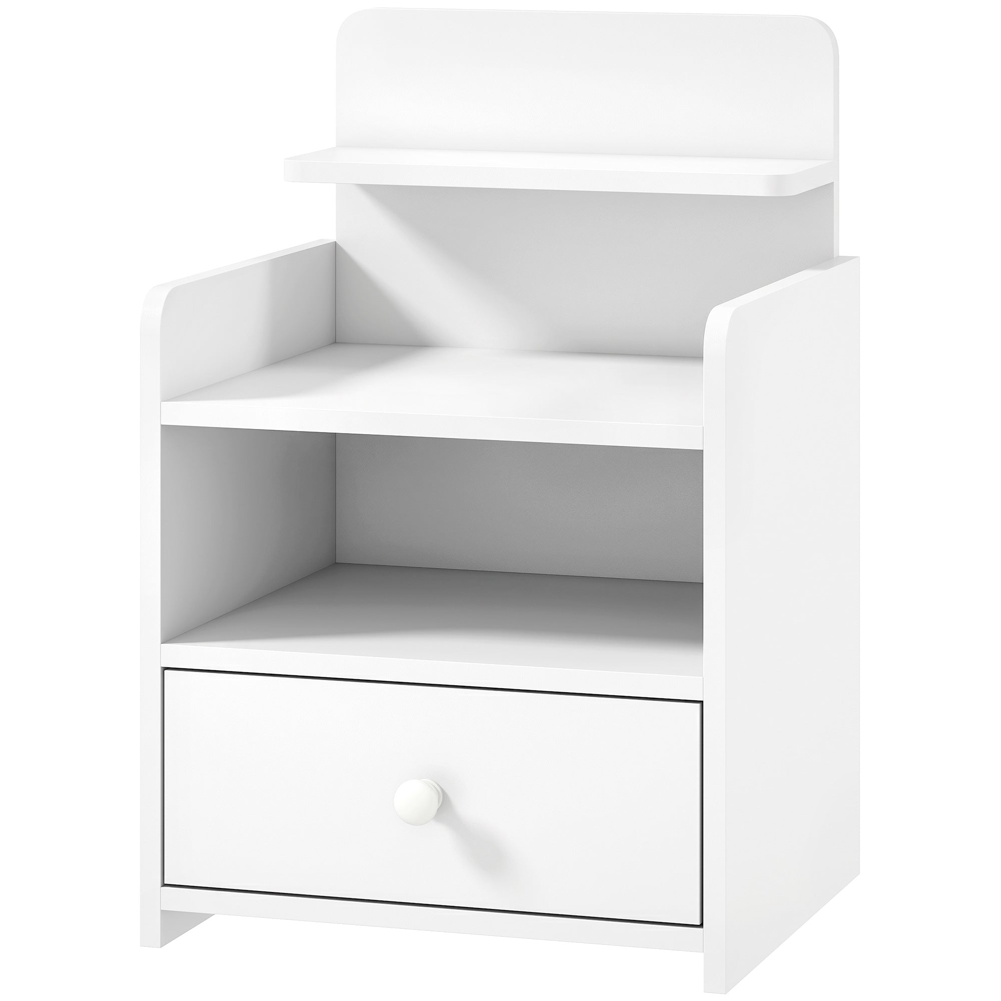 Bedside Table, Bedside Cabinet with Drawer, Modern Side Table with Shelf for Living Room, White