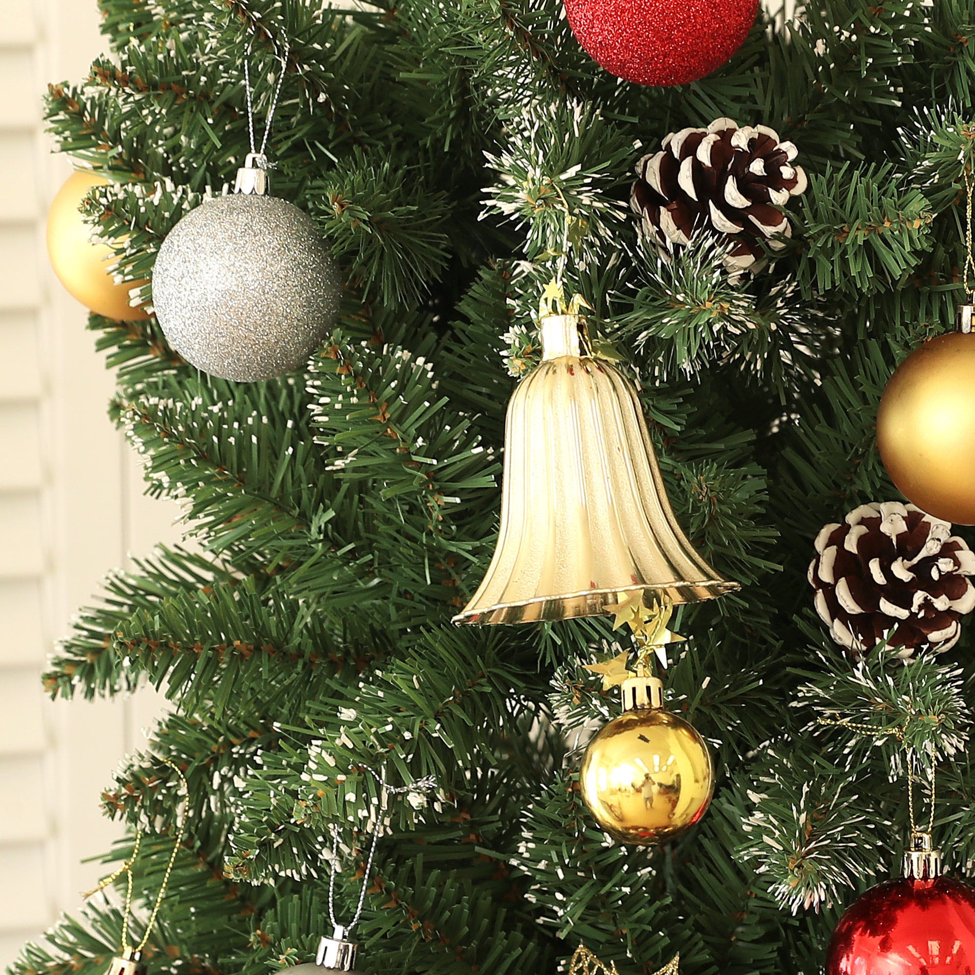 HOMCOM 7ft Artificial Pencil Christmas Tree with 980 Branches, Metal Base, Realistic Xmas Tree