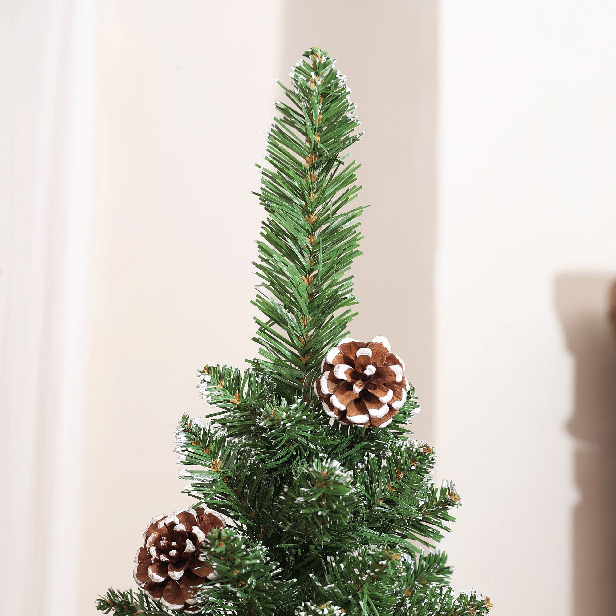 HOMCOM 7ft Artificial Pencil Christmas Tree with 980 Branches, Metal Base, Realistic Xmas Tree