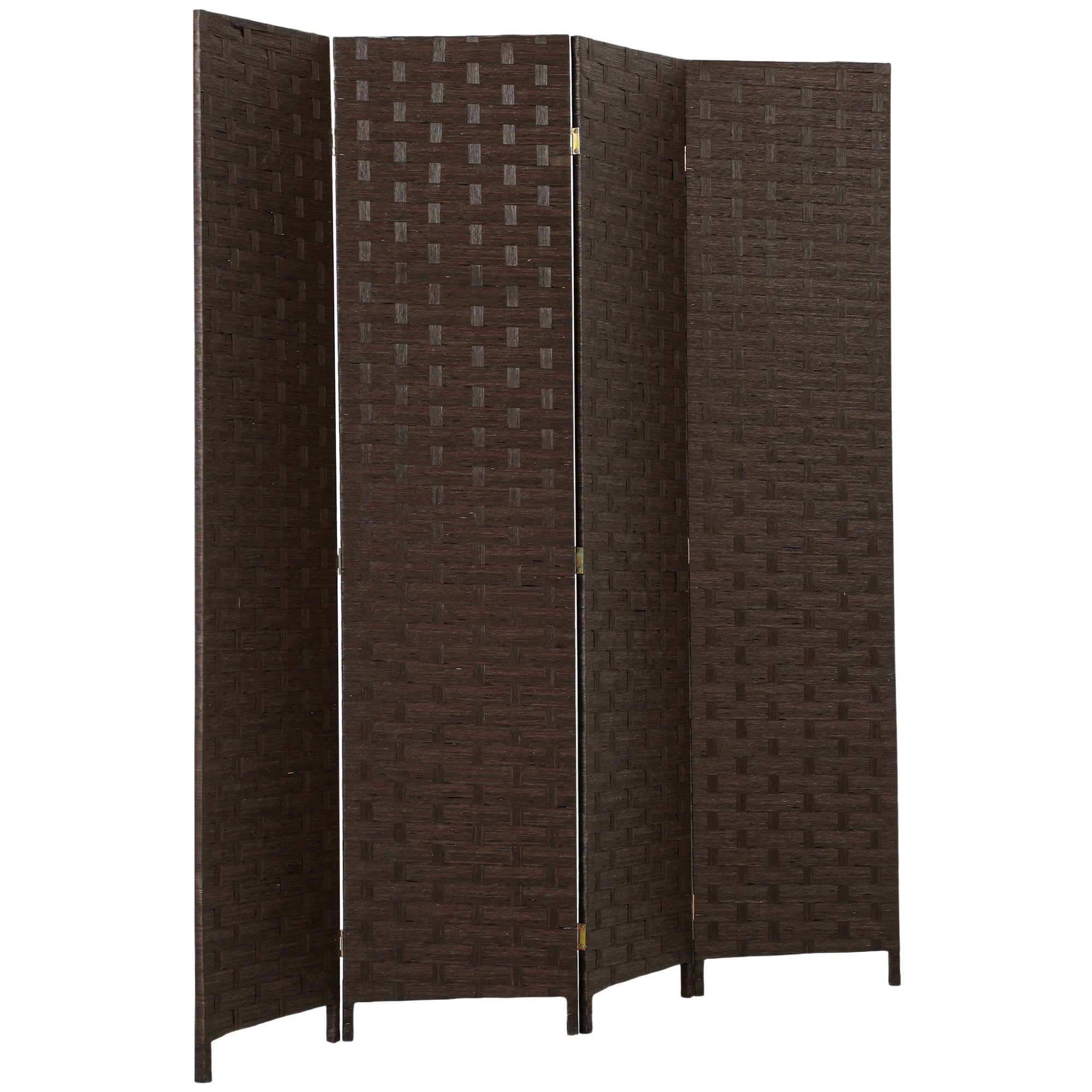 4-Panel Room Dividers, Wave Fibre Freestanding Folding Privacy Screen Panels, Partition Wall Divider for Indoor Bedroom Office, 170 cm, Dark Brown