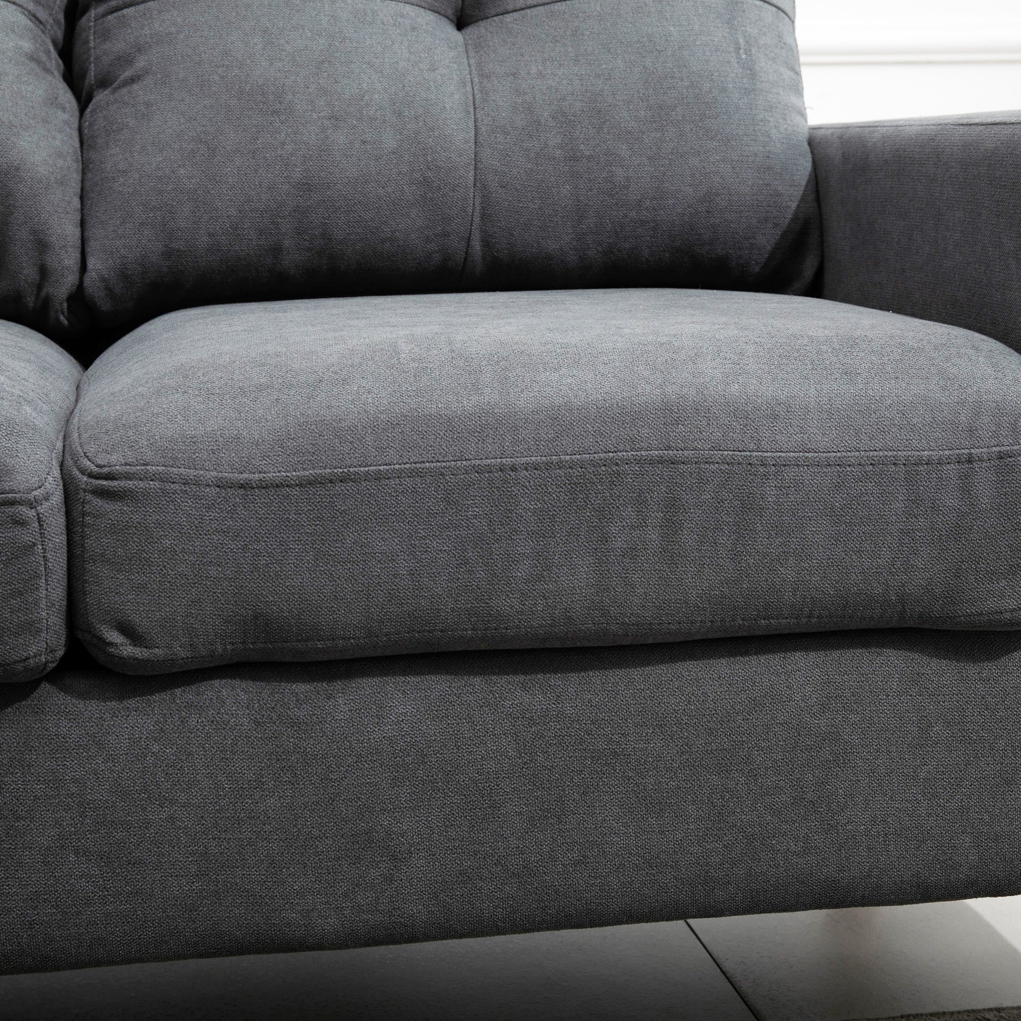 HOMCOM Modular Sectional Sofa, L Shape Sectional Couch with Reversible Chaise, Modern Tufted 3 Seater Corner Sofa with Wooden Legs for Living Room, Bedroom, Dark Grey
