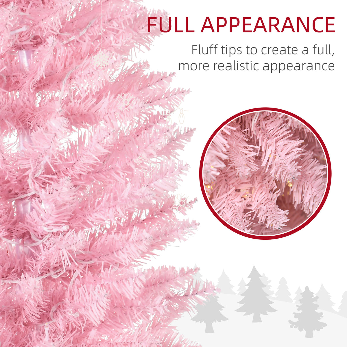 5 ft Pre-Lit Slim Pencil Artificial Christmas Tree with 294 Tips, 110 Warm White LED Lights, Pink