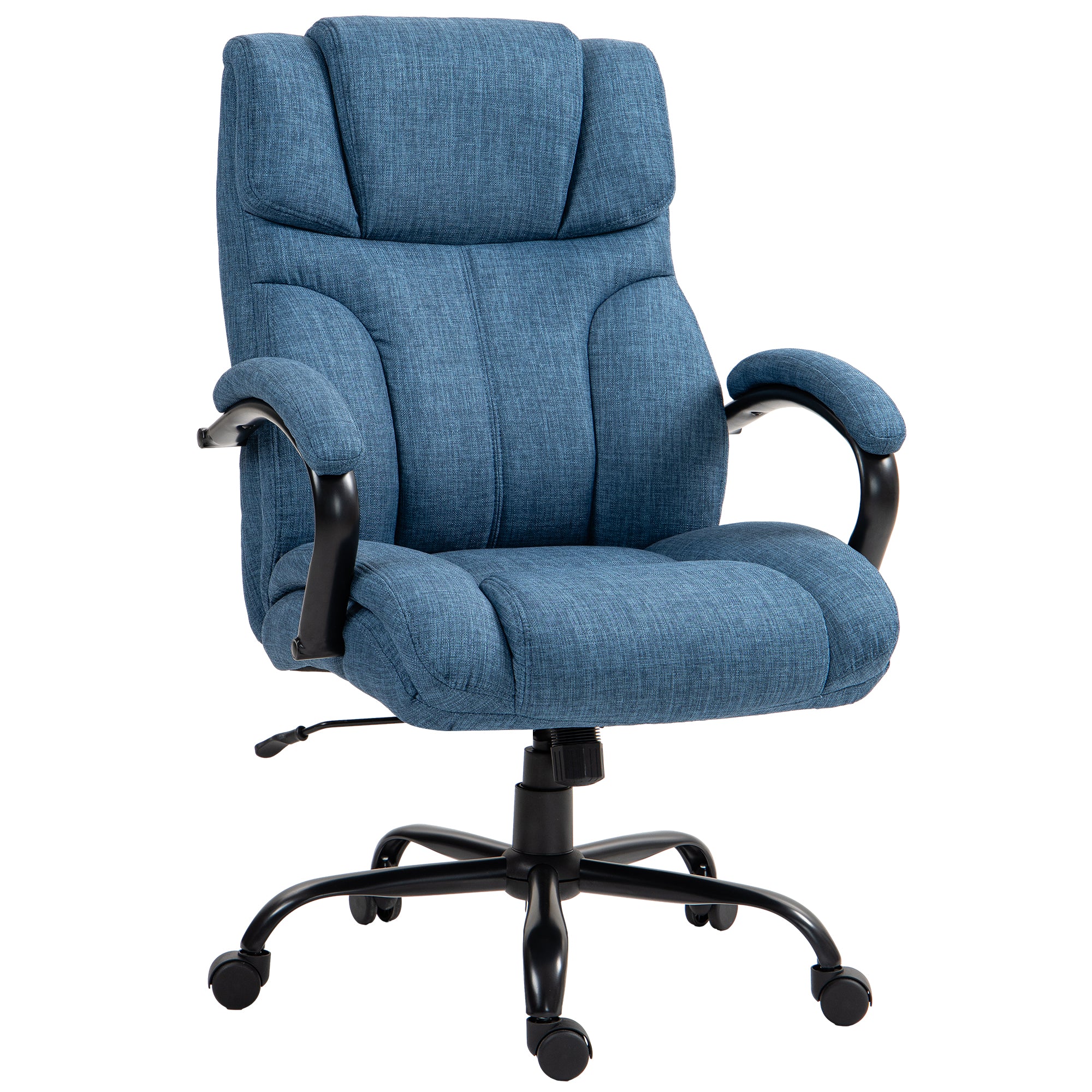 500lbs Big and Tall Office Chair, Executive Computer Chair with Adjustable Height, Swivel Wheels, Blue