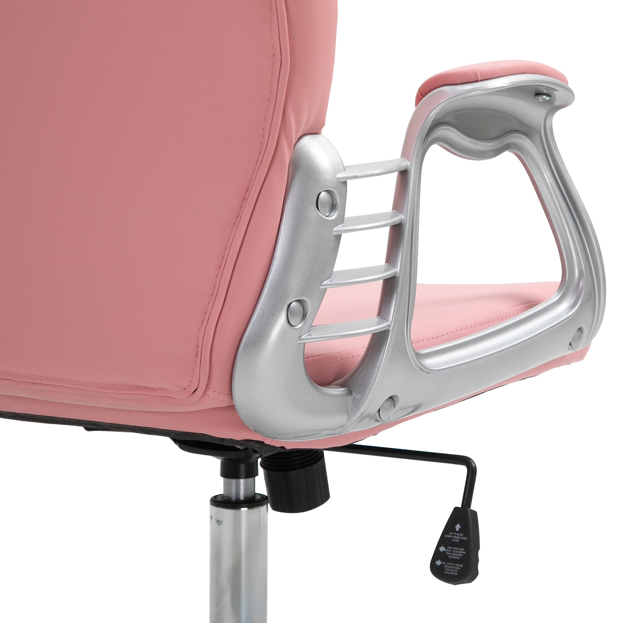 Vinsetto Office Chair, Swivel Desk Chair, PU Vanity Chair with Adjustable Height and Rolling Wheels for Home Work Study, Pink