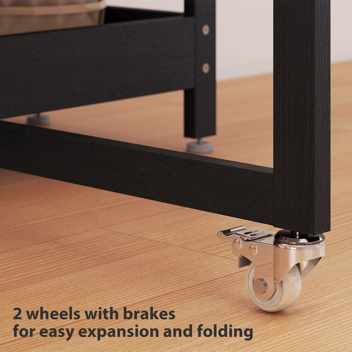 Folding Dining Table for 4, Space-Saving Drop-Leaf Kitchen Table with Storage Shelves and Wheels for Small Spaces, Dining Room or Kitchen, Black