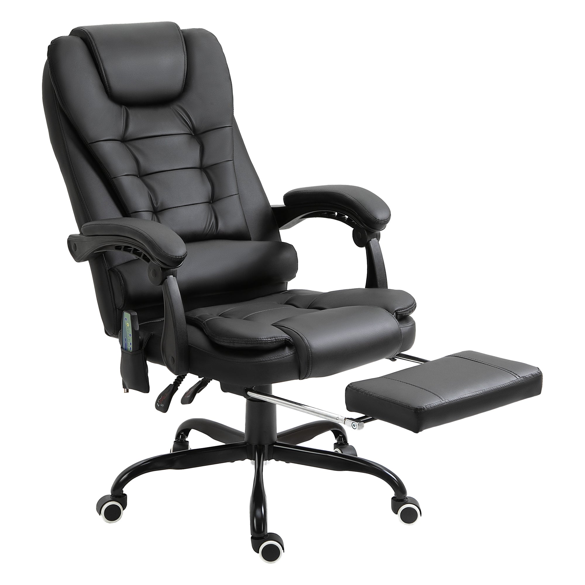 7-Point Vibrating Massage Office Chair High Back Executive Recliner with Lumbar Support, Footrest, Reclining Back, Adjustable Height, Black