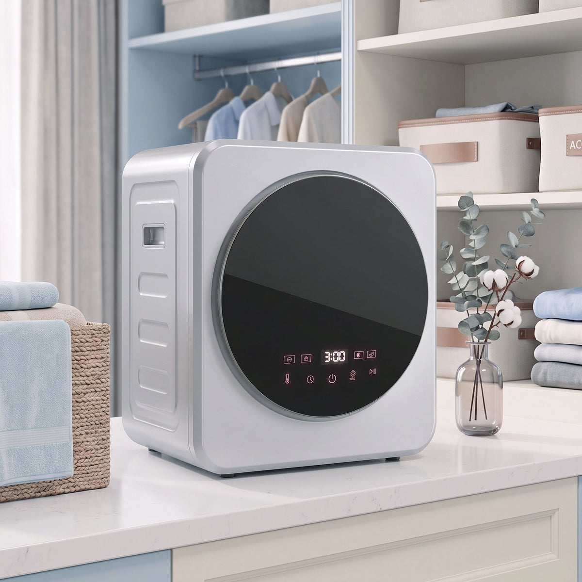 Vented Tumble Dryer, 4kg Wet Laundry/2.5kg Dry Capacity, 800W Compact Freestanding Front Tumble Dryer, Timer, Portable Small Clothes Drying Machine for Apartment, Home, Dorm, RVs, Silver