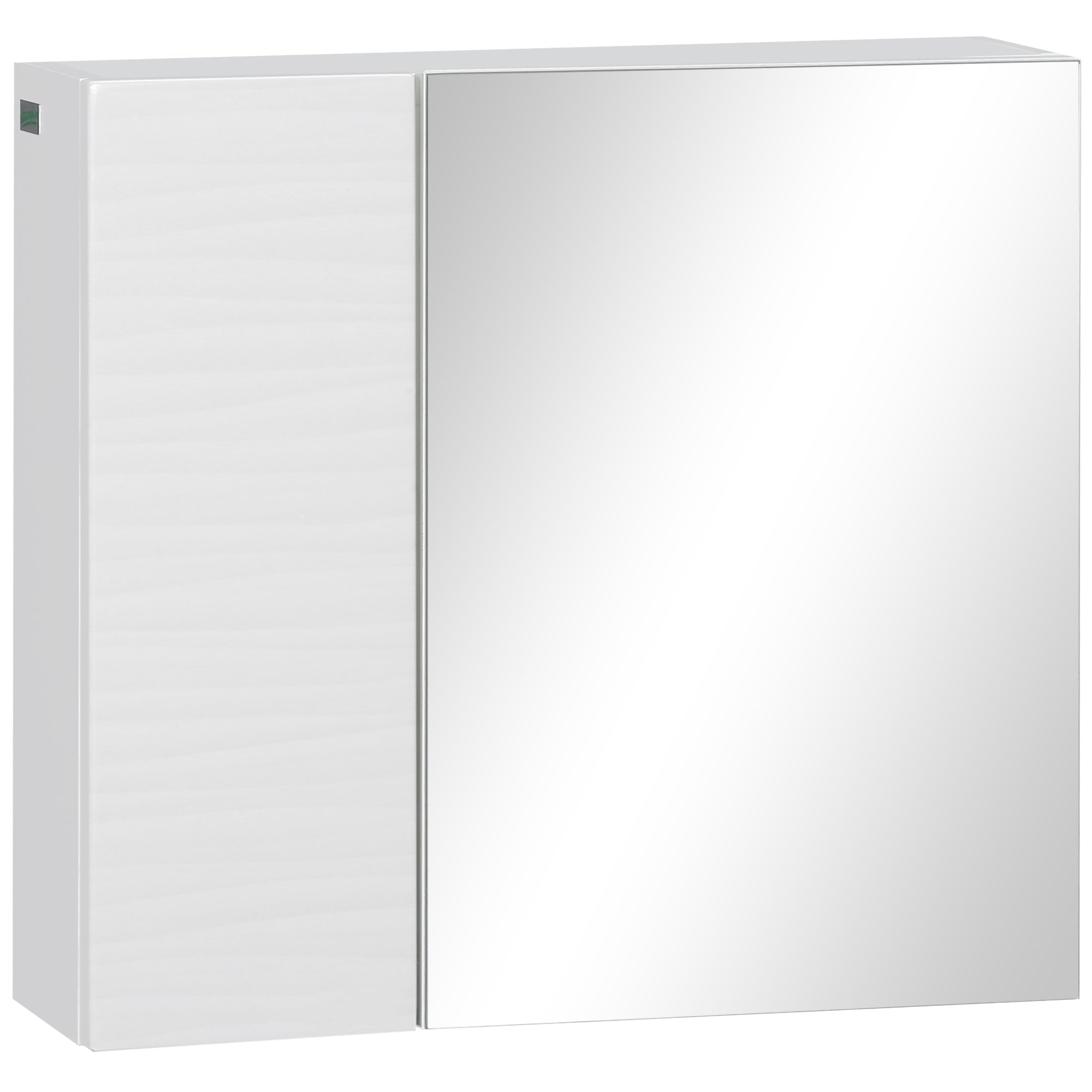 kleankin Medicine Cabinet with Mirror, Modern Bathroom Wall Cabinet, Wall-Mounted Mirror Cabinet with 2 Soft Close Doors and Adjustable Shelves, White