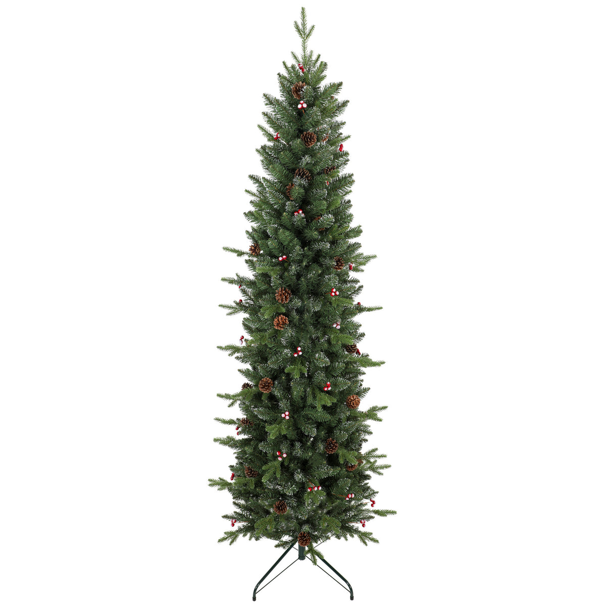 6ft/180cm Artificial Christmas Tree, Slim Gracious Pine Xmas Tree with 688 Branch Tips, Foldable Steel Stand, Easy Assembly for Home Office Holiday Decoration, Green
