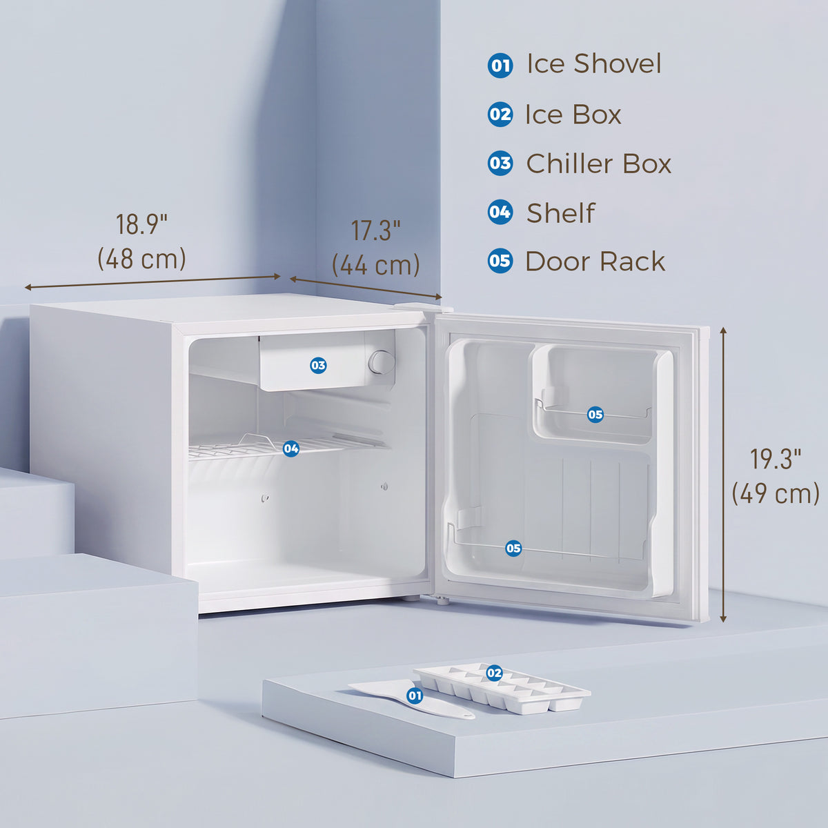 Compact Refrigerator, 1.62 Cu Ft Single Door Mini Fridge with Freezer, Adjustable Thermostat, Reversible Door, Energy Saving Fridge for Bedroom, Dorm, Office, White