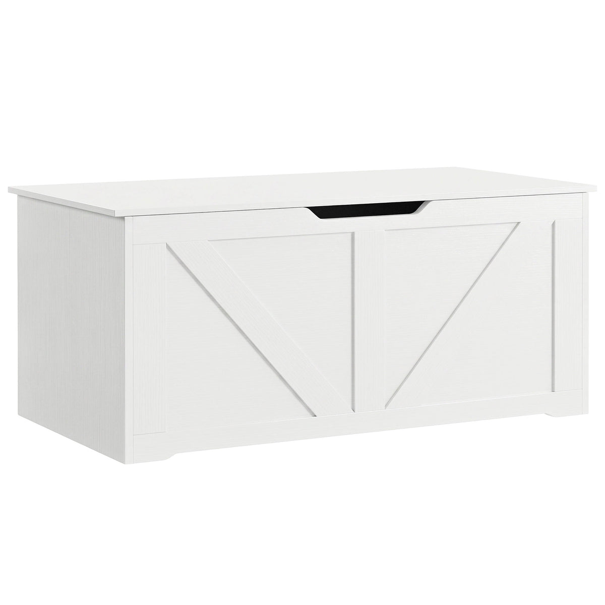 Storage Chest, Storage Bench with 2 Safety Hinges and U-shaped Cut-out Pull for Living Room, Entryway, 39.4" x 15.7" x 17.7", Supports 300 lbs, White Wood Grain