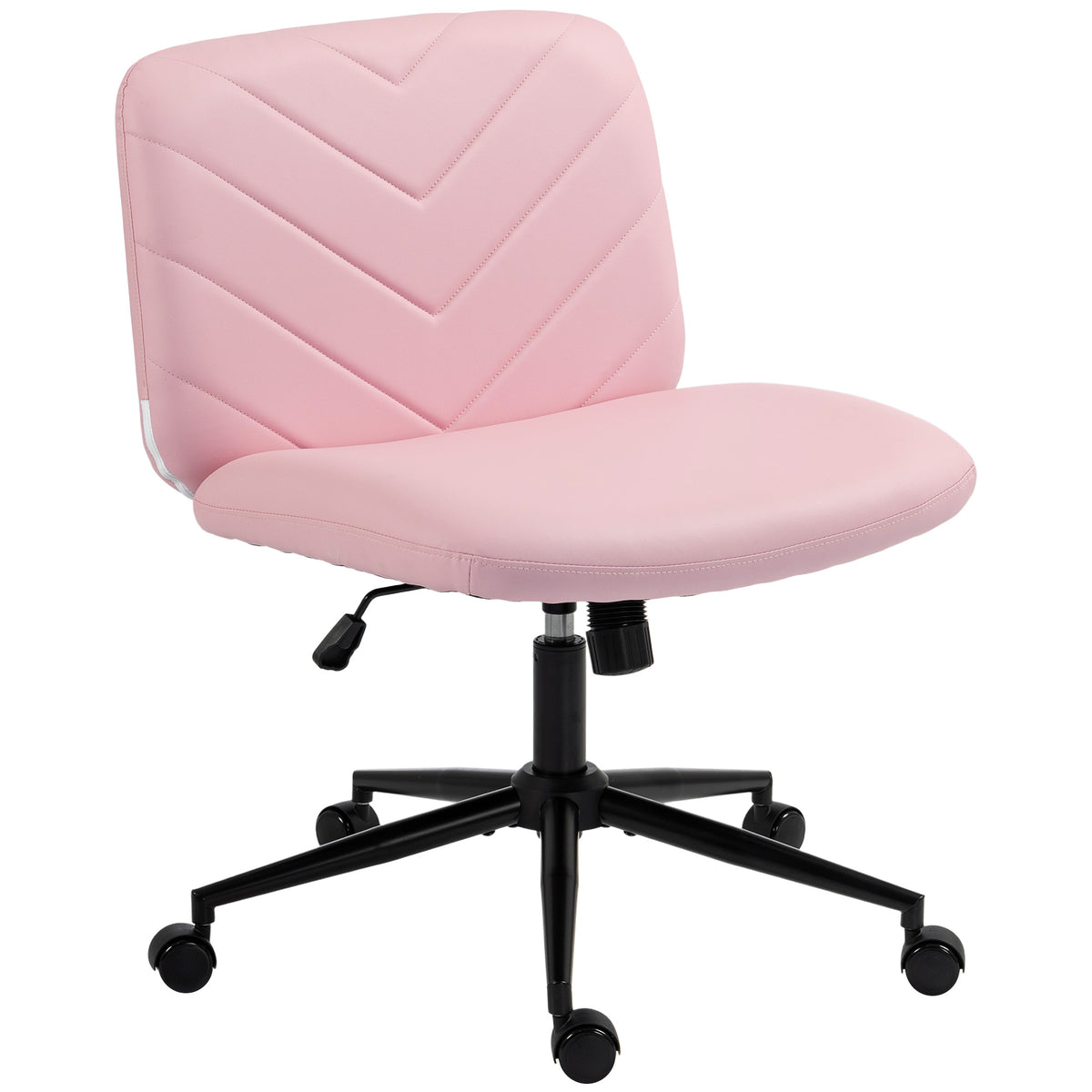 Criss Cross Legged Office Chair with Wide Seat, Swivel Desk Chair with Wheels, Rocking Function, Backrest, Adjustable Height, High-Density Foam, Computer Seat for Home Office, Bedroom, Pink
