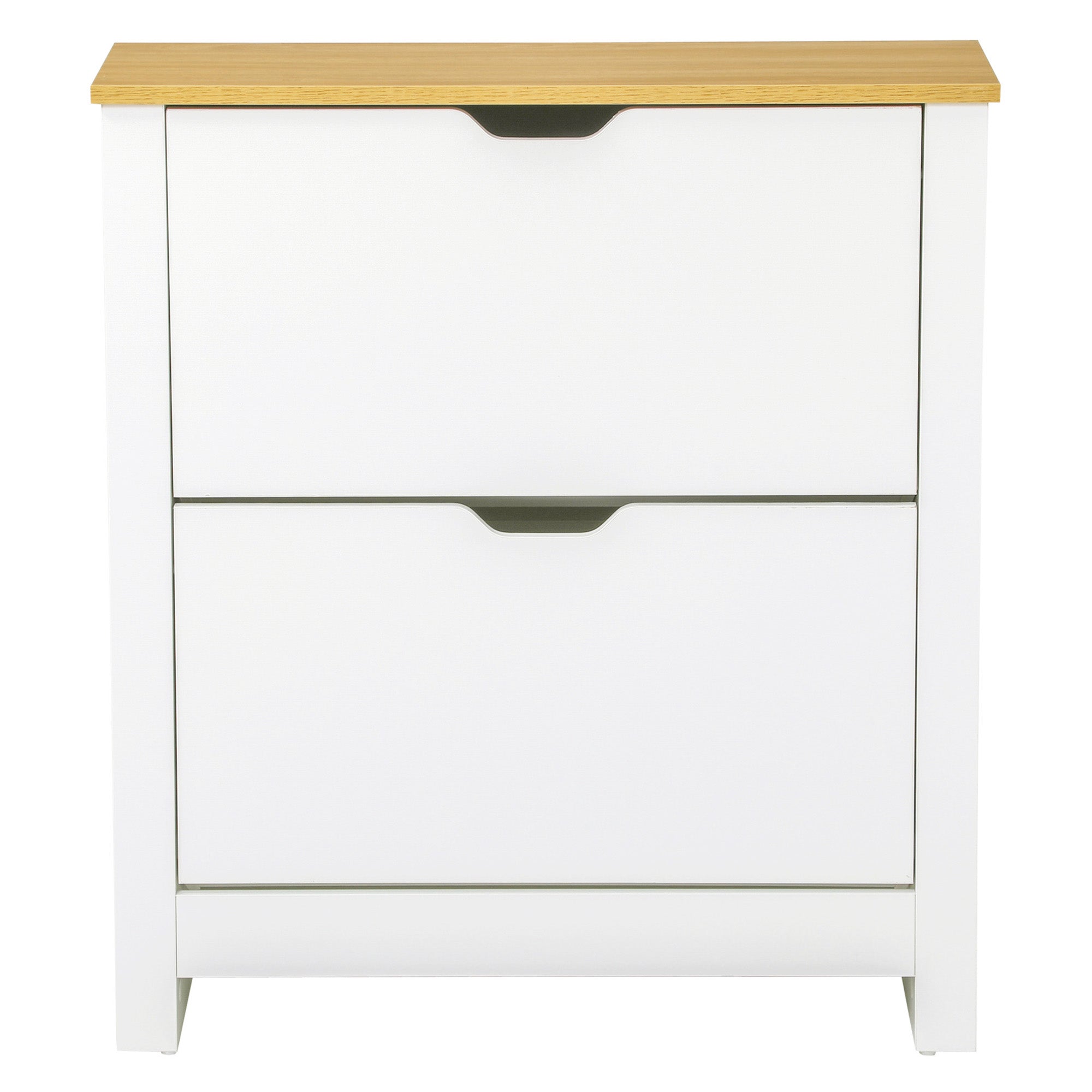 HOMCOM Narrow Shoe Cabinet, Space Saving Shoe Storage Cabinet with 2 Flip Drawers and Adjustable Shelves for 12 Pairs of Shoes for Hallway and Living Room, White