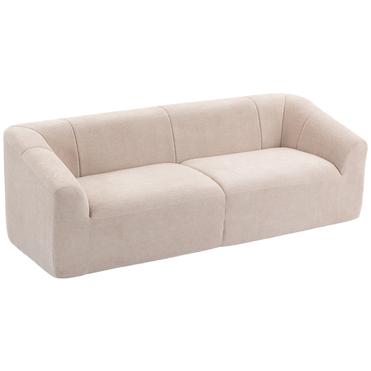 3 Seater Sofa, 89" Chenille Boneless Cloud Couch with Spring Cushion, Wide and Deep Seat, Modern Sofa for Living Room, Beige
