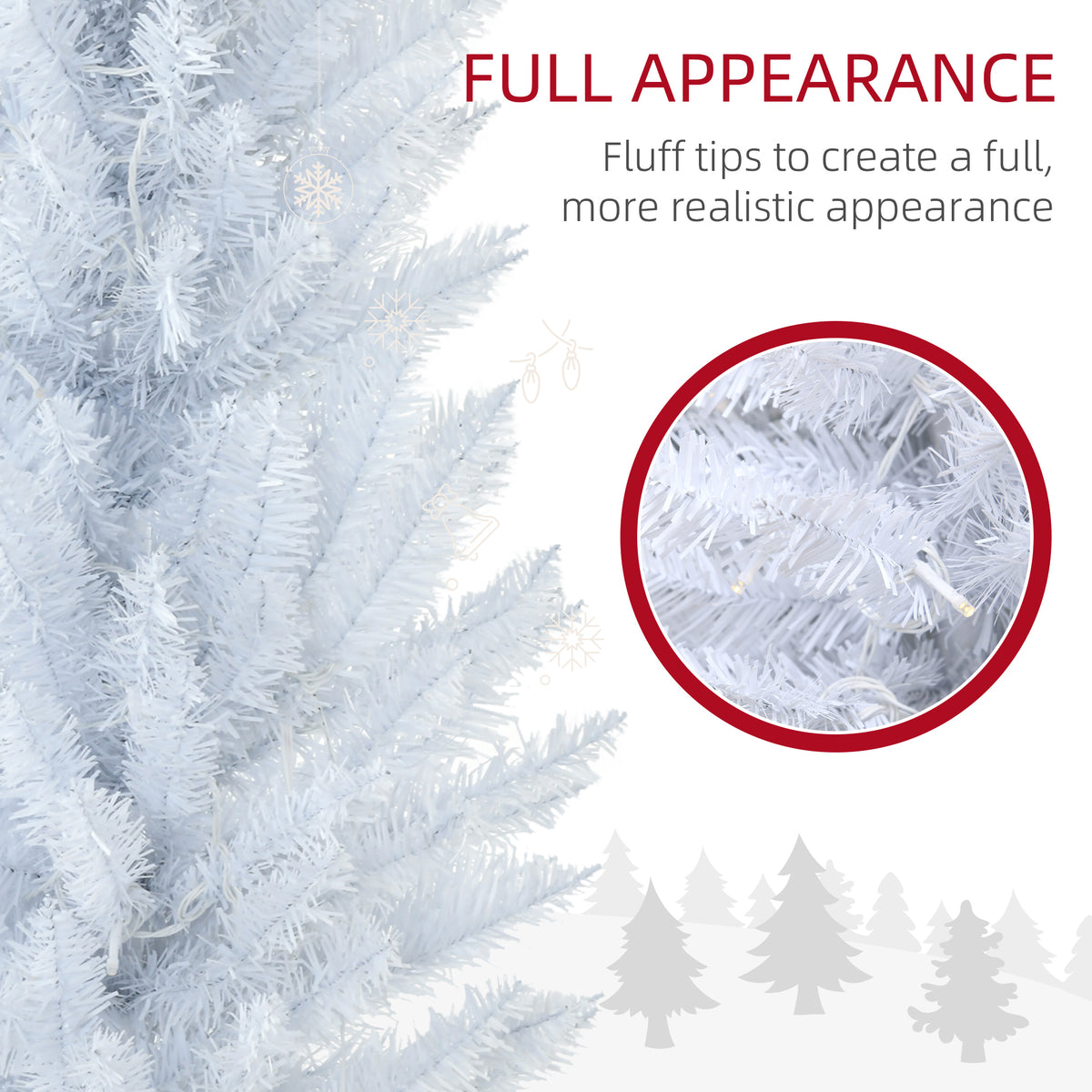 5 ft Pre-Lit Slim Pencil Artificial Christmas Tree with 294 Tips, 110 Warm White LED Lights, White