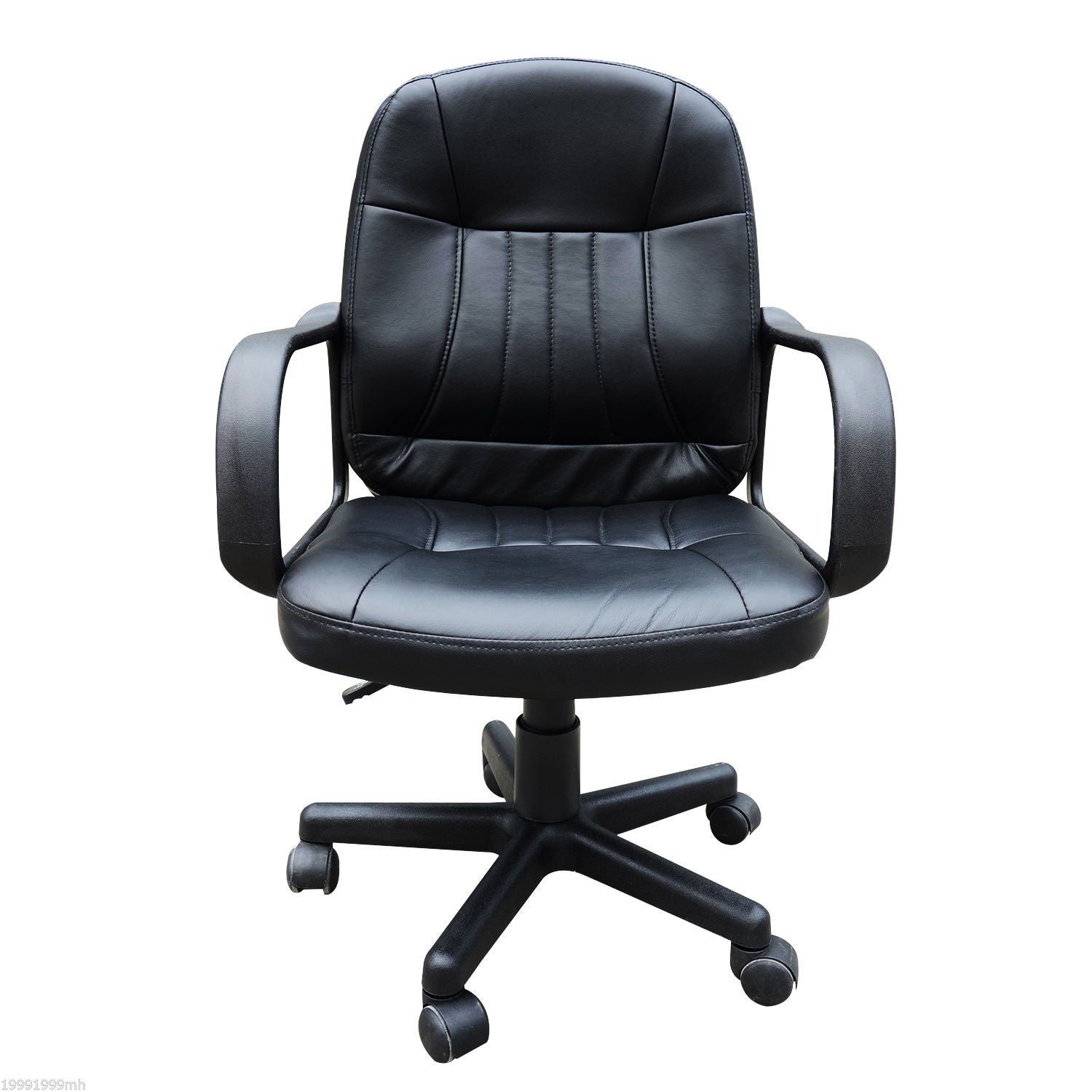 HOMCOM Desk Office Chair PU Leather Mid-Back Swivel Computer PC Adjustable Height Black