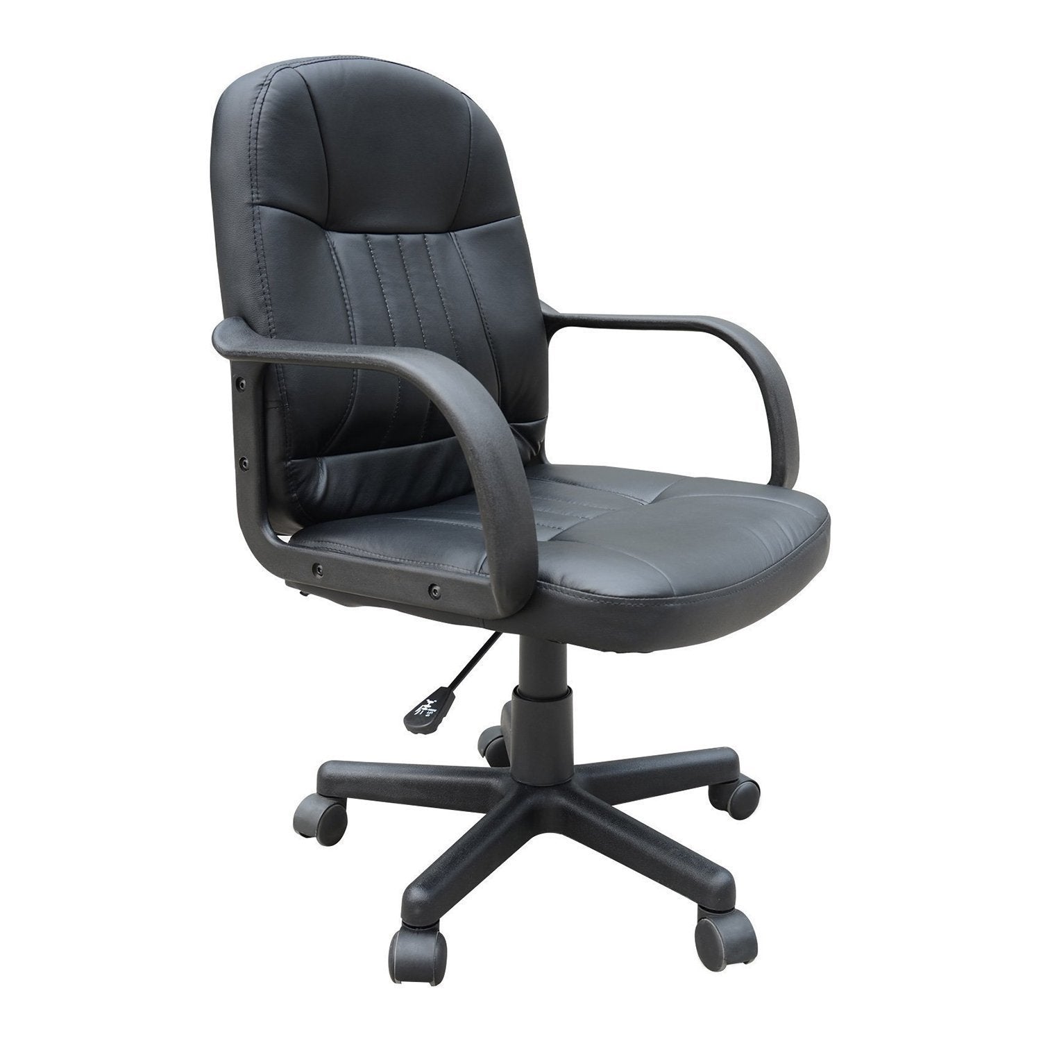 HOMCOM Desk Office Chair PU Leather Mid-Back Swivel Computer PC Adjustable Height Black