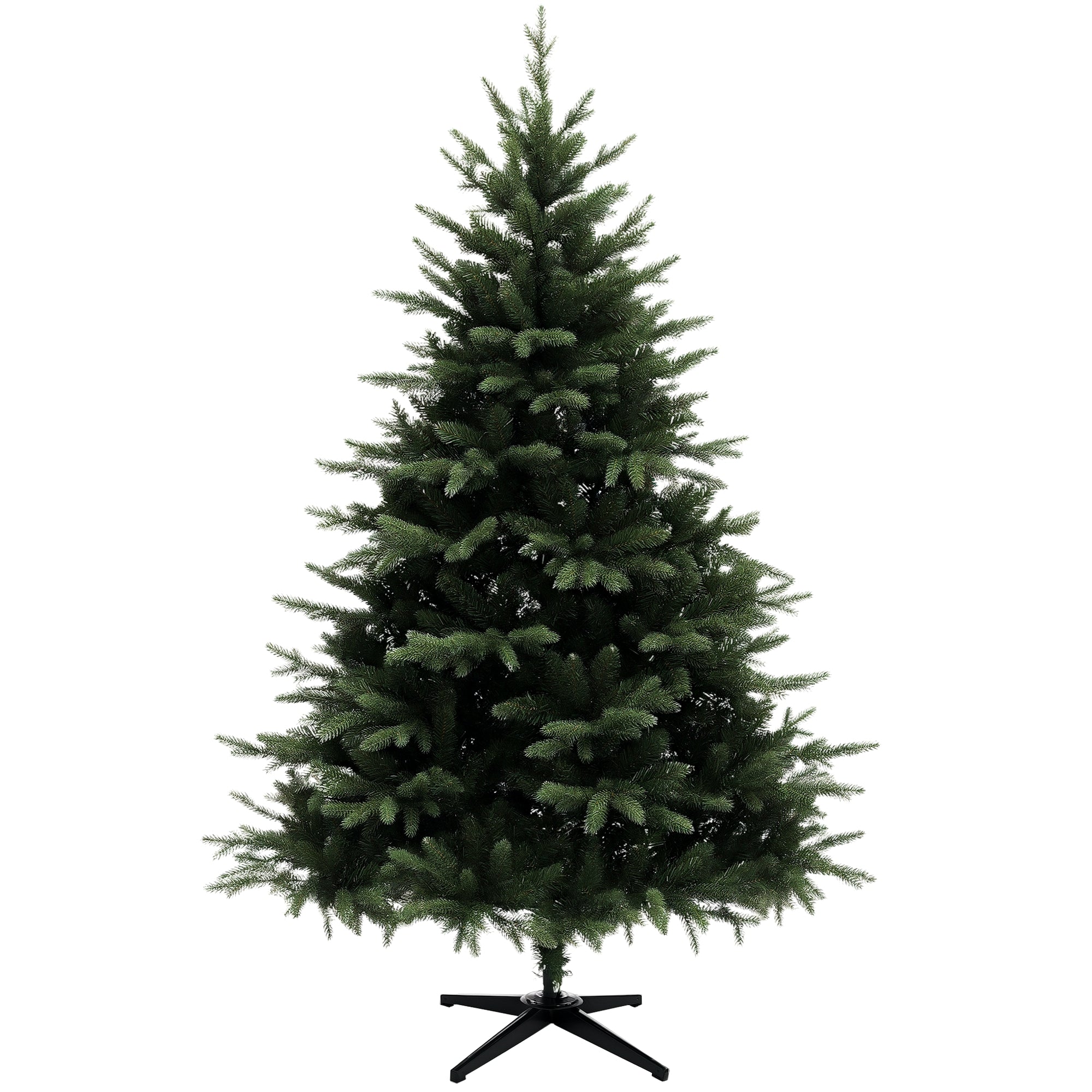 6ft Artificial Spurce Christmas Tree with 1696 Branch Tips and Foldable Steel Base, Realistic Hinged Xmas Tree for Home Office, Green