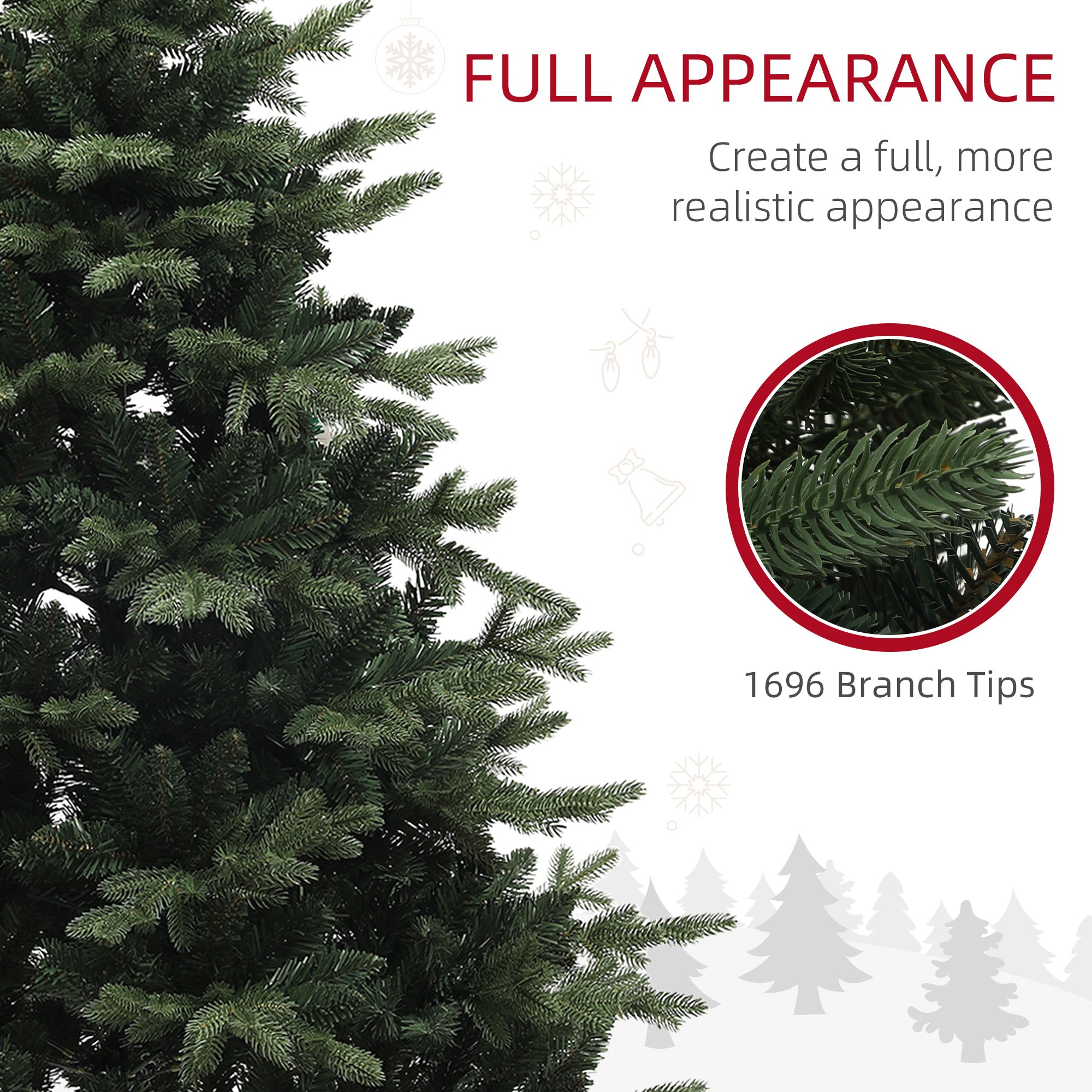 6ft Artificial Spurce Christmas Tree with 1696 Branch Tips and Foldable Steel Base, Realistic Hinged Xmas Tree for Home Office, Green