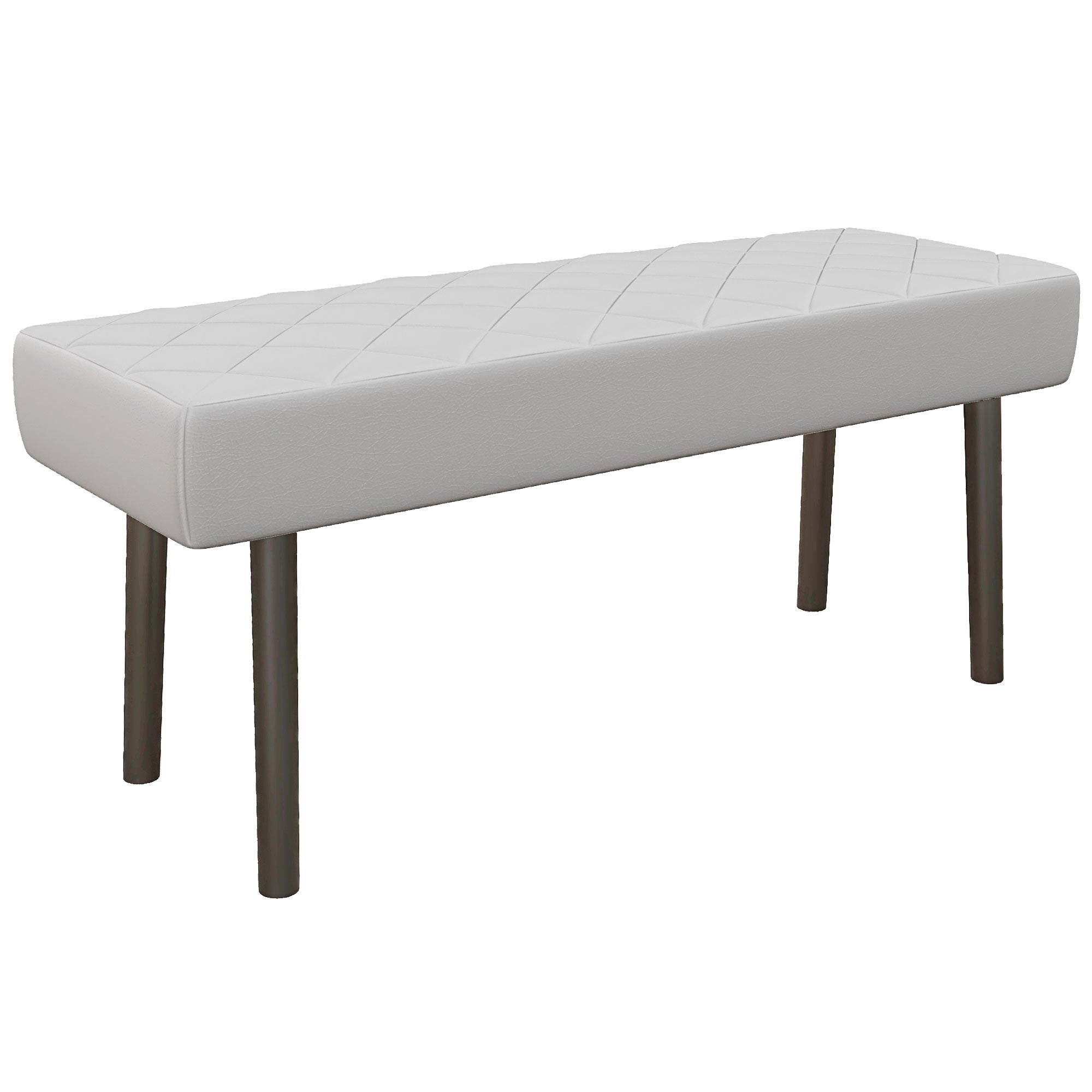 End of Bed Ottoman Bench, 39.4" Faux Leather Upholstered Entryway Bench with Metal Legs and Padded Seat, Gray