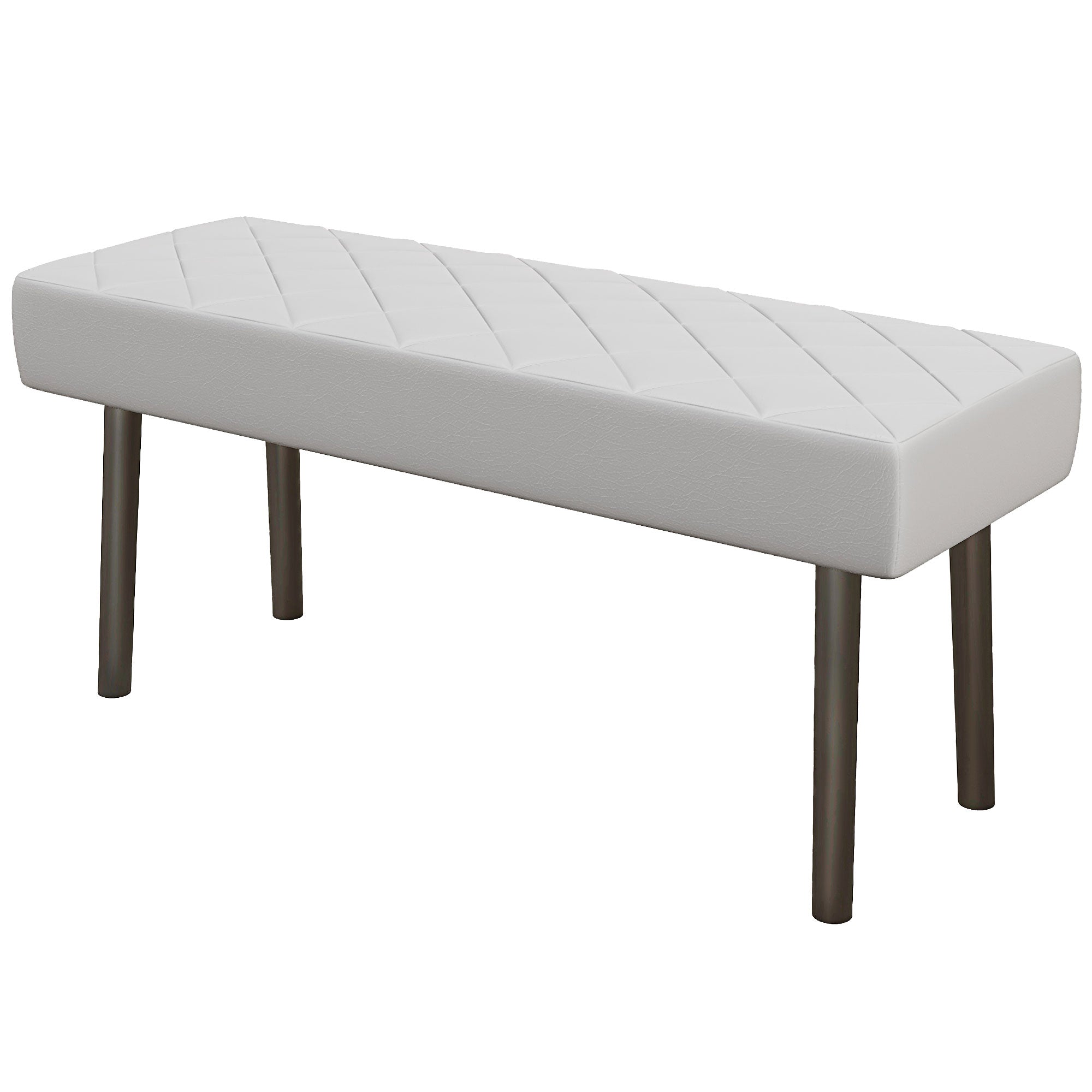 End of Bed Ottoman Bench, 39.4" Faux Leather Upholstered Entryway Bench with Metal Legs and Padded Seat, Gray