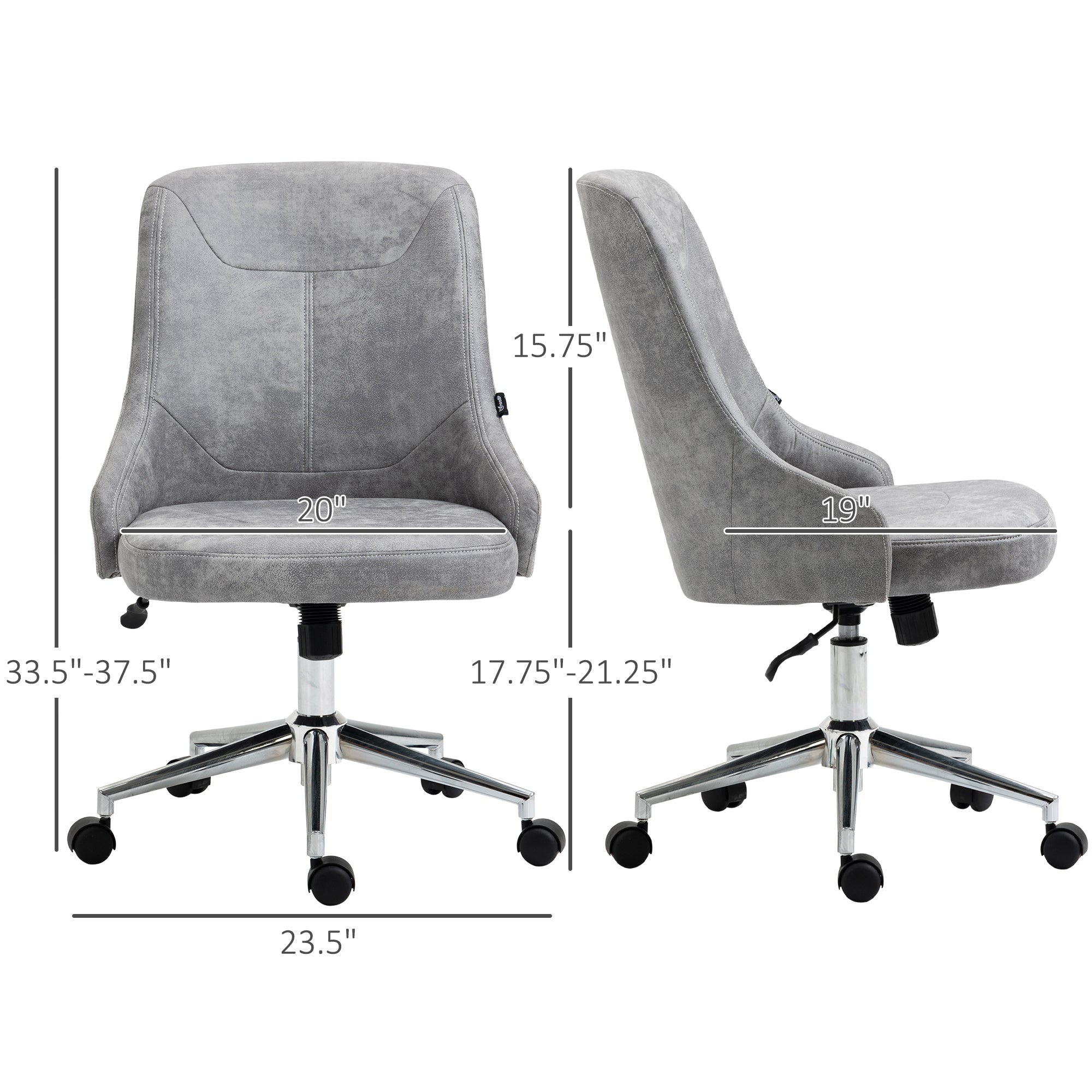 Vinsetto Mid-Back Home Office Chair, Height Adjustable Task Chair with 360 Degree Swivel and Tilt Function, Light Grey